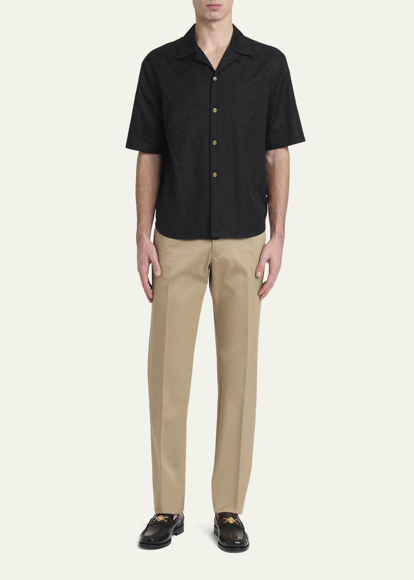 Versace Men's Tonal Barocco Camp Shirt Image 2 of 5