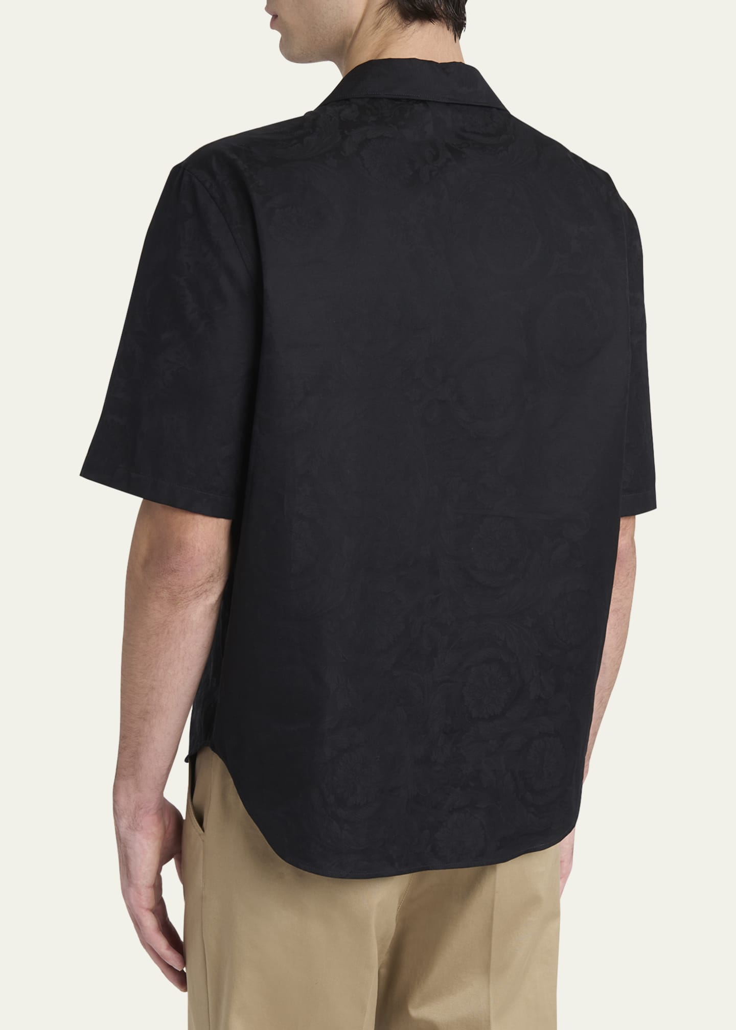 Versace Men's Tonal Barocco Camp Shirt Image 3 of 5