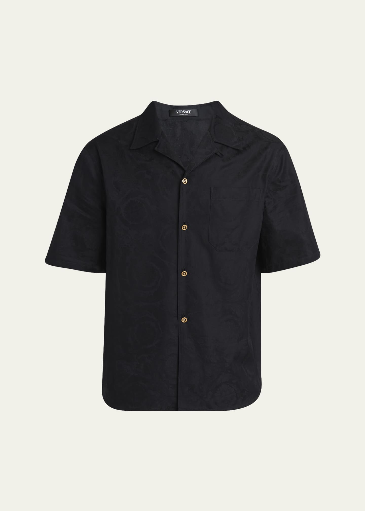 Versace Men's Tonal Barocco Camp Shirt Image 1 of 5