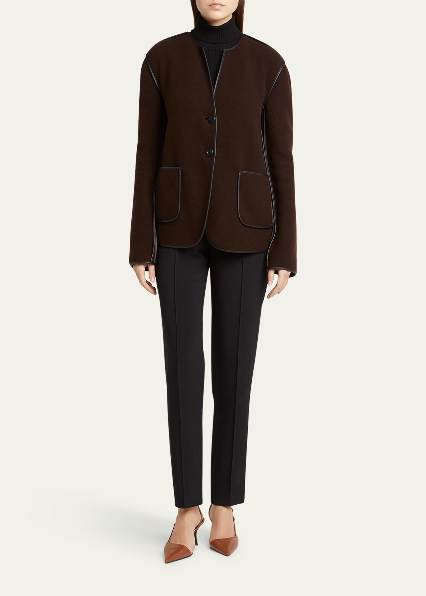 Giorgio Armani Leather Piping Cashmere Fleece Short Coat 
