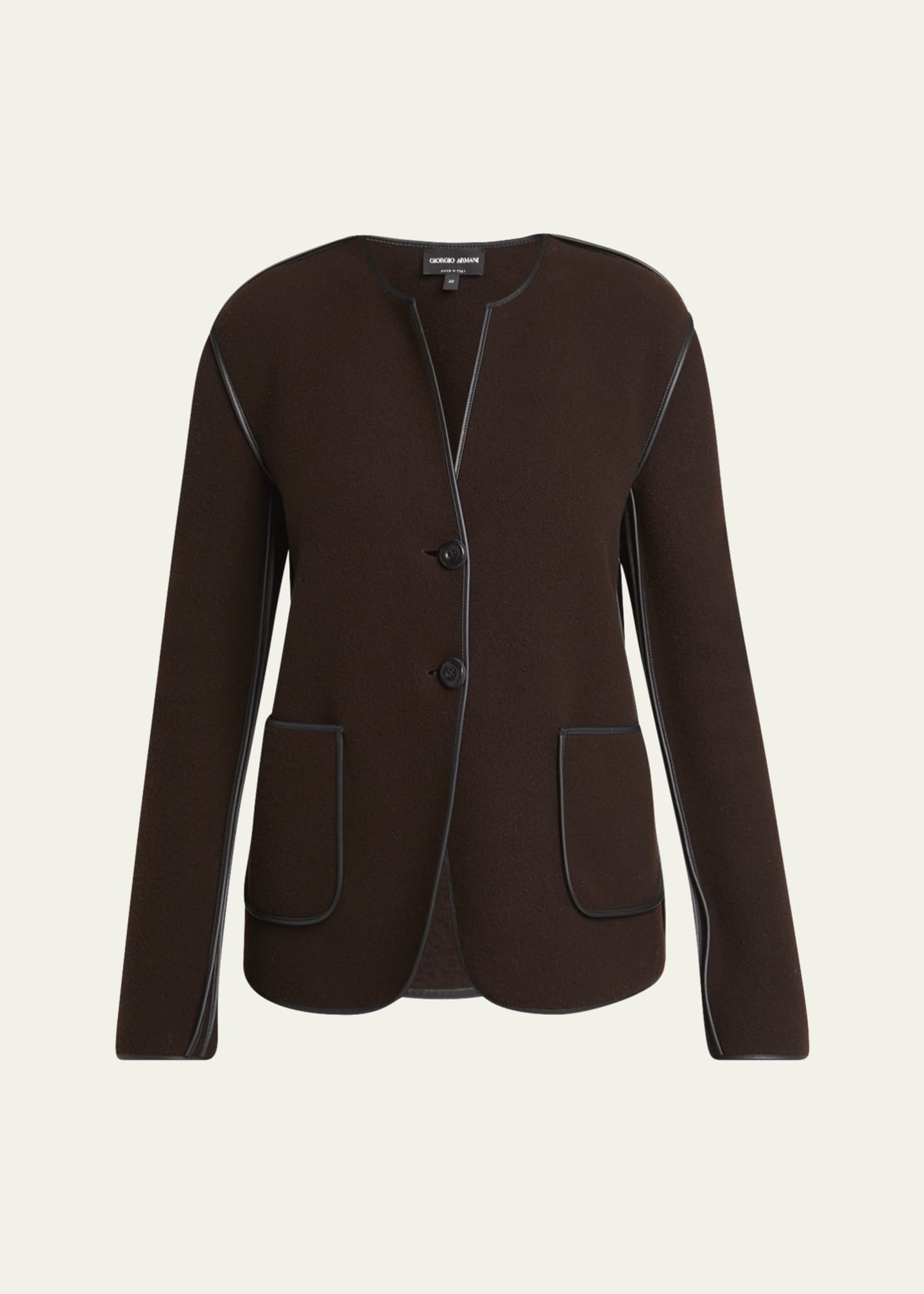 Giorgio Armani Leather Piping Cashmere Fleece Short Coat