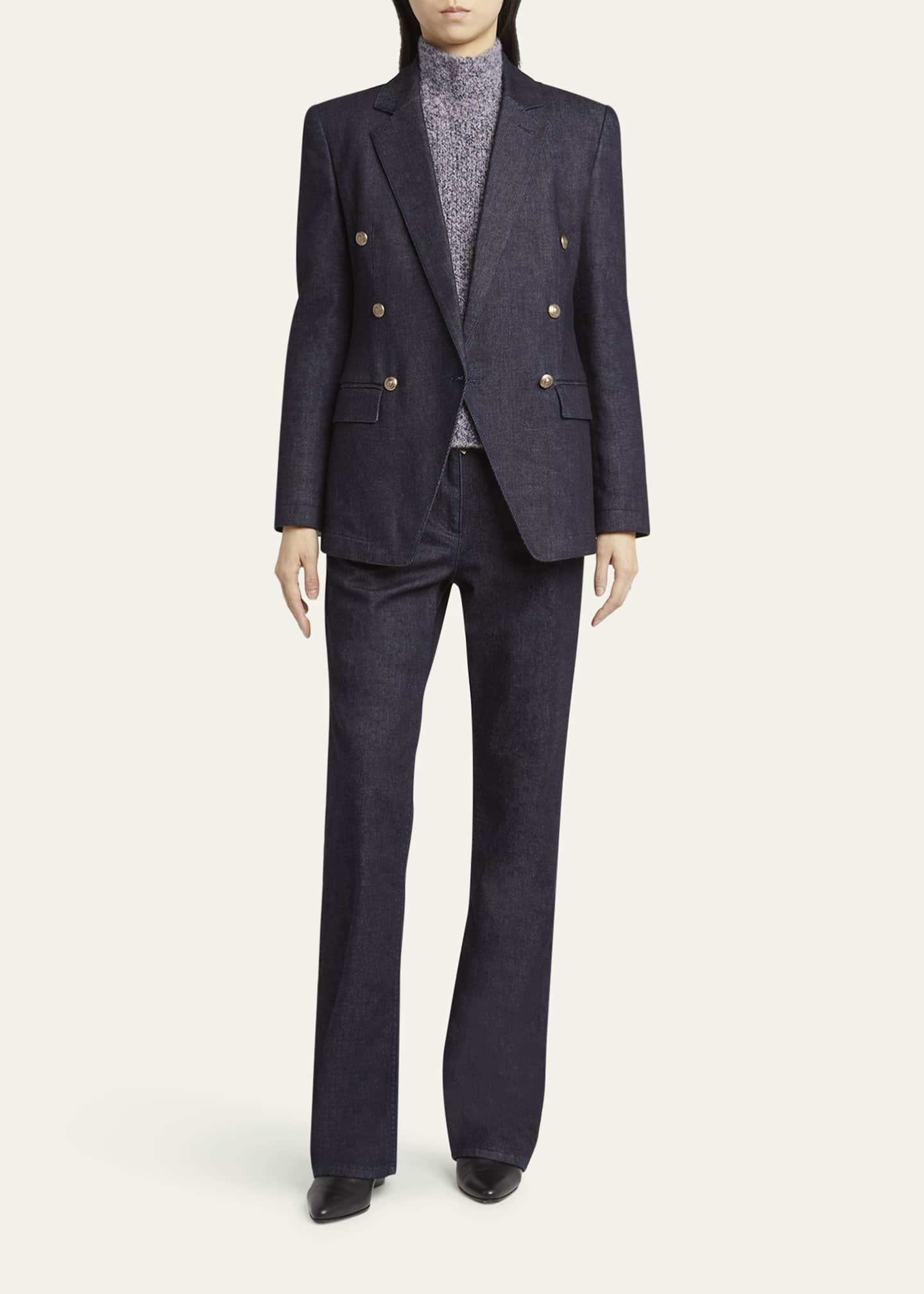 Giorgio Armani Cotton-Cashmere Denim Double-Breasted Blazer Image 2 of 5