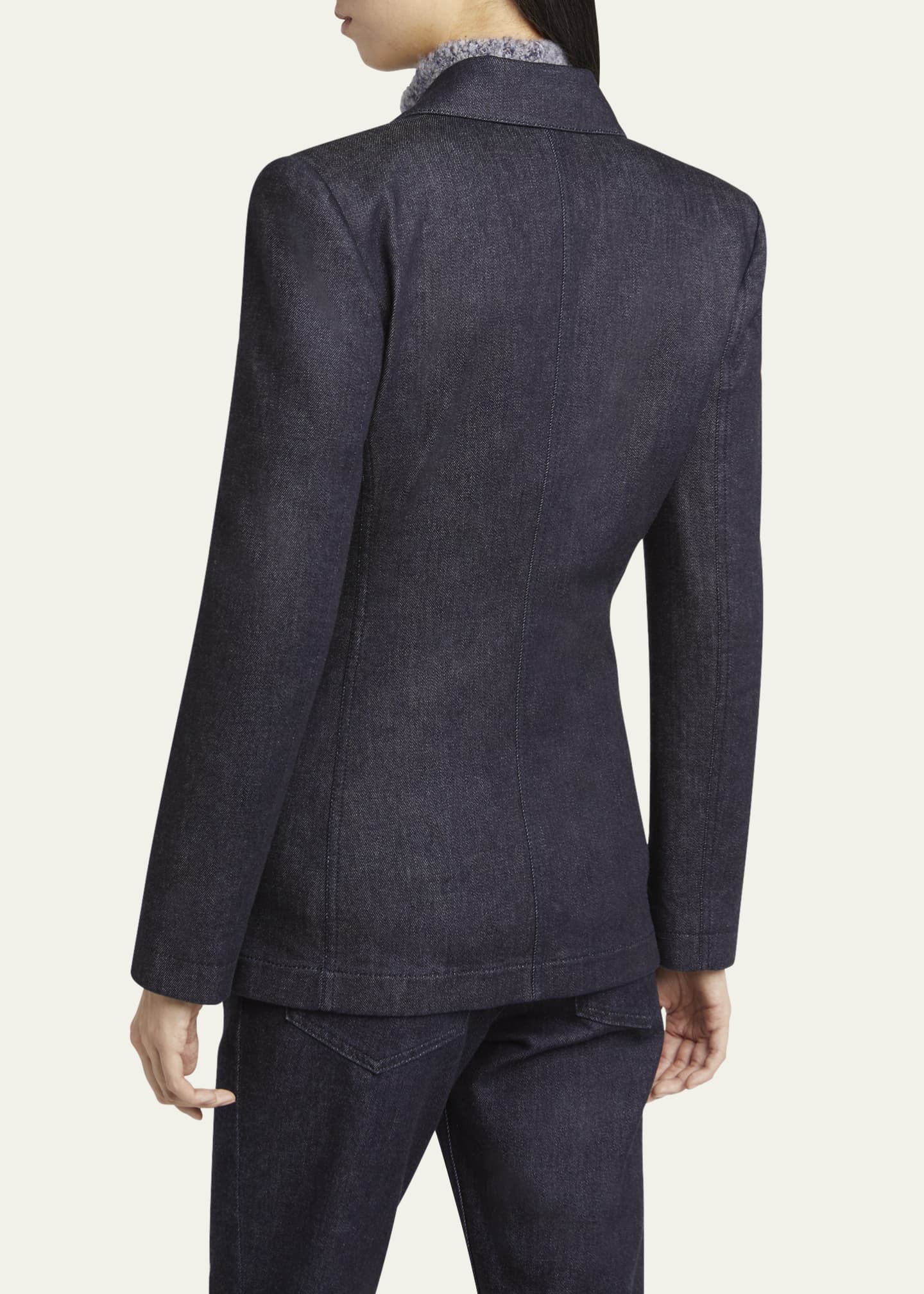 Giorgio Armani Cotton-Cashmere Denim Double-Breasted Blazer Image 3 of 5