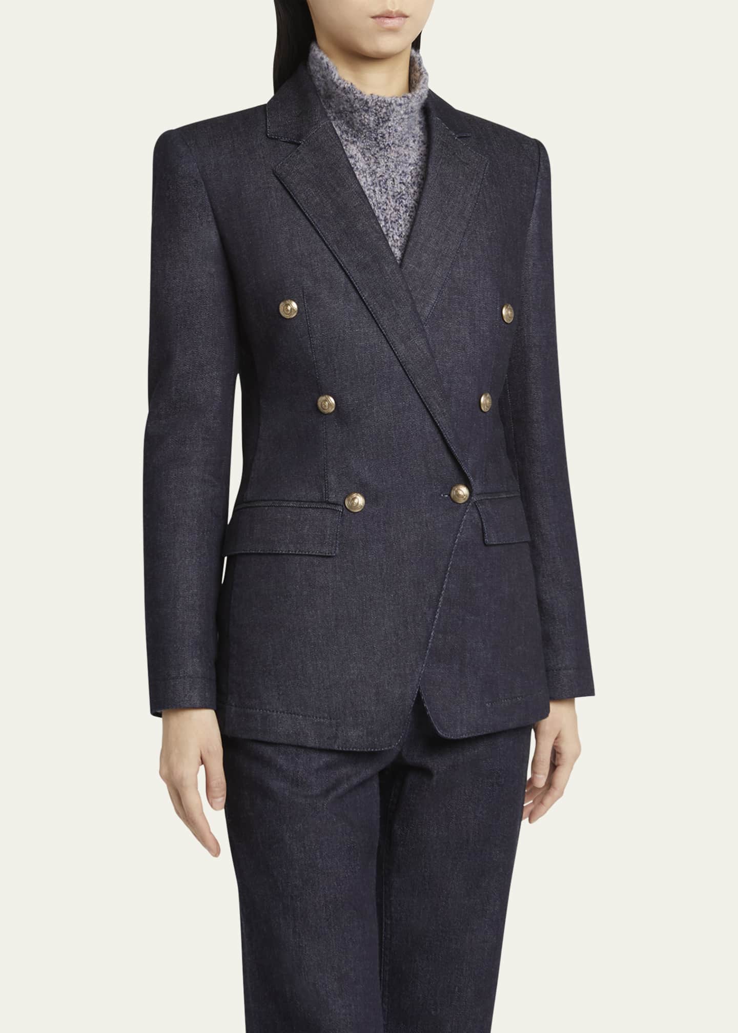 Giorgio Armani Cotton-Cashmere Denim Double-Breasted Blazer Image 4 of 5