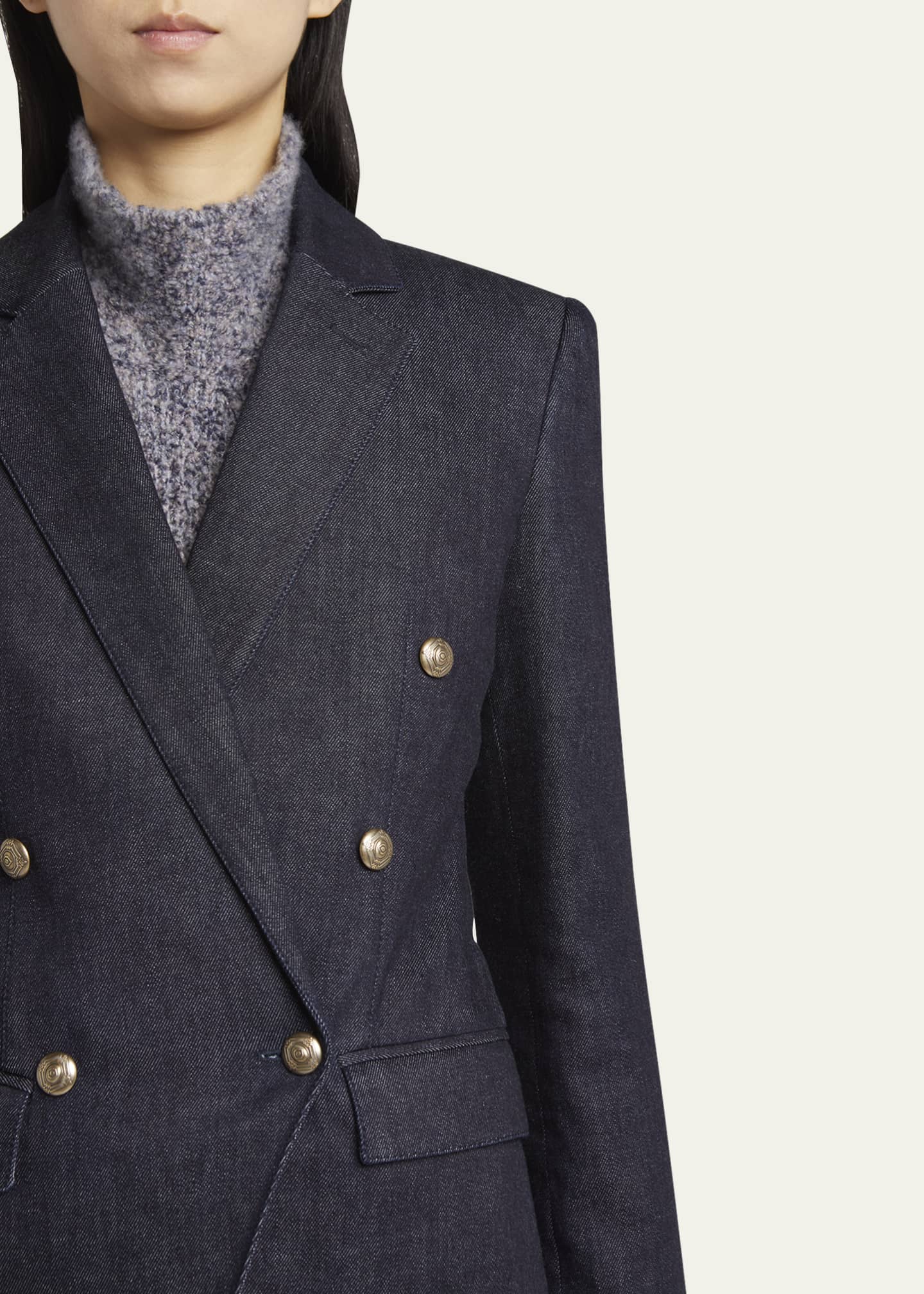 Giorgio Armani Cotton-Cashmere Denim Double-Breasted Blazer Image 5 of 5