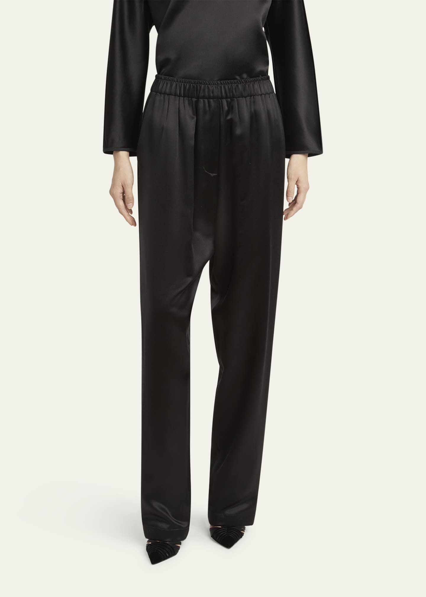 パンツ giorgio armani rayon trousers Giorgio Armani Pull-On Silk Trousers - Bergdorf Goodman