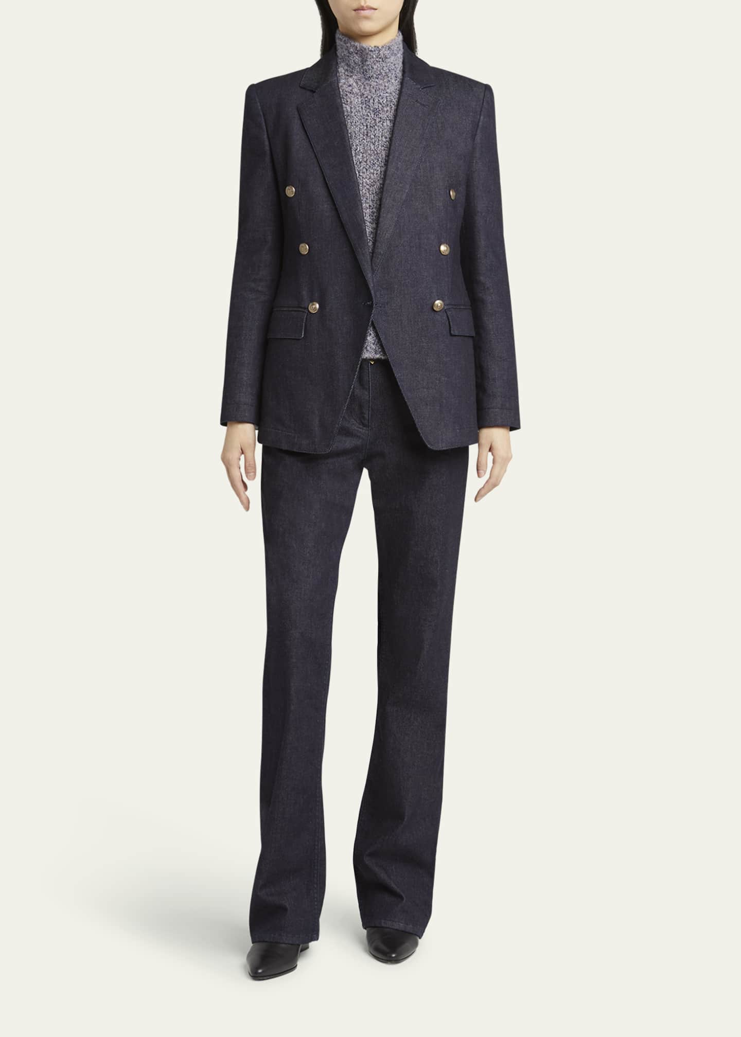 Giorgio Armani Cotton-Cashmere Denim Straight-Leg Trousers Image 2 of 5