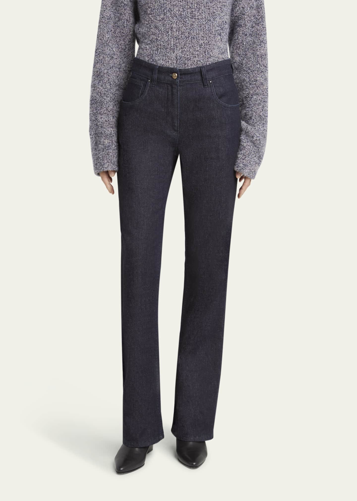 Giorgio Armani Cotton-Cashmere Denim Straight-Leg Trousers Image 4 of 5