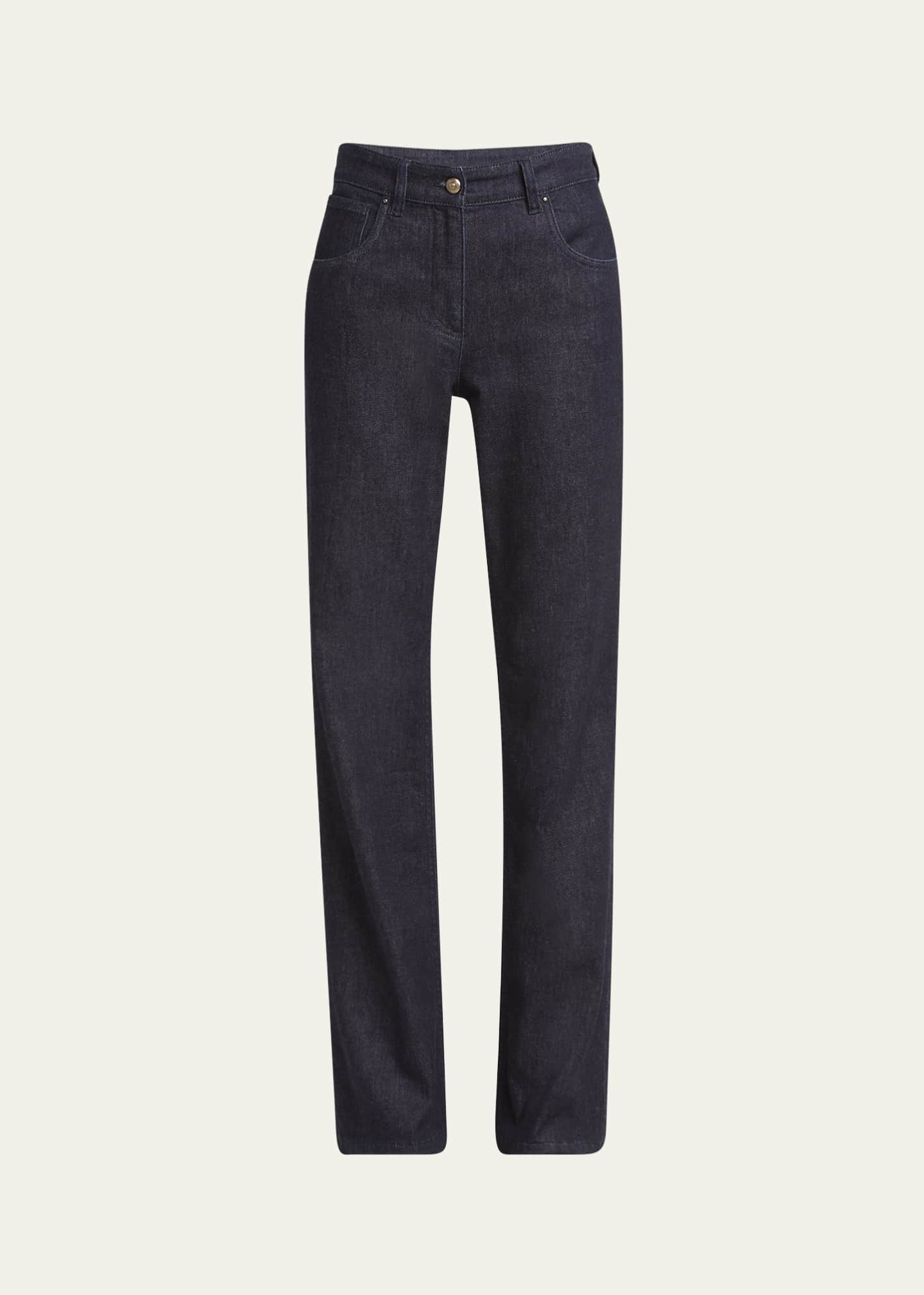 Giorgio Armani Cotton-Cashmere Denim Straight-Leg Trousers Image 1 of 5