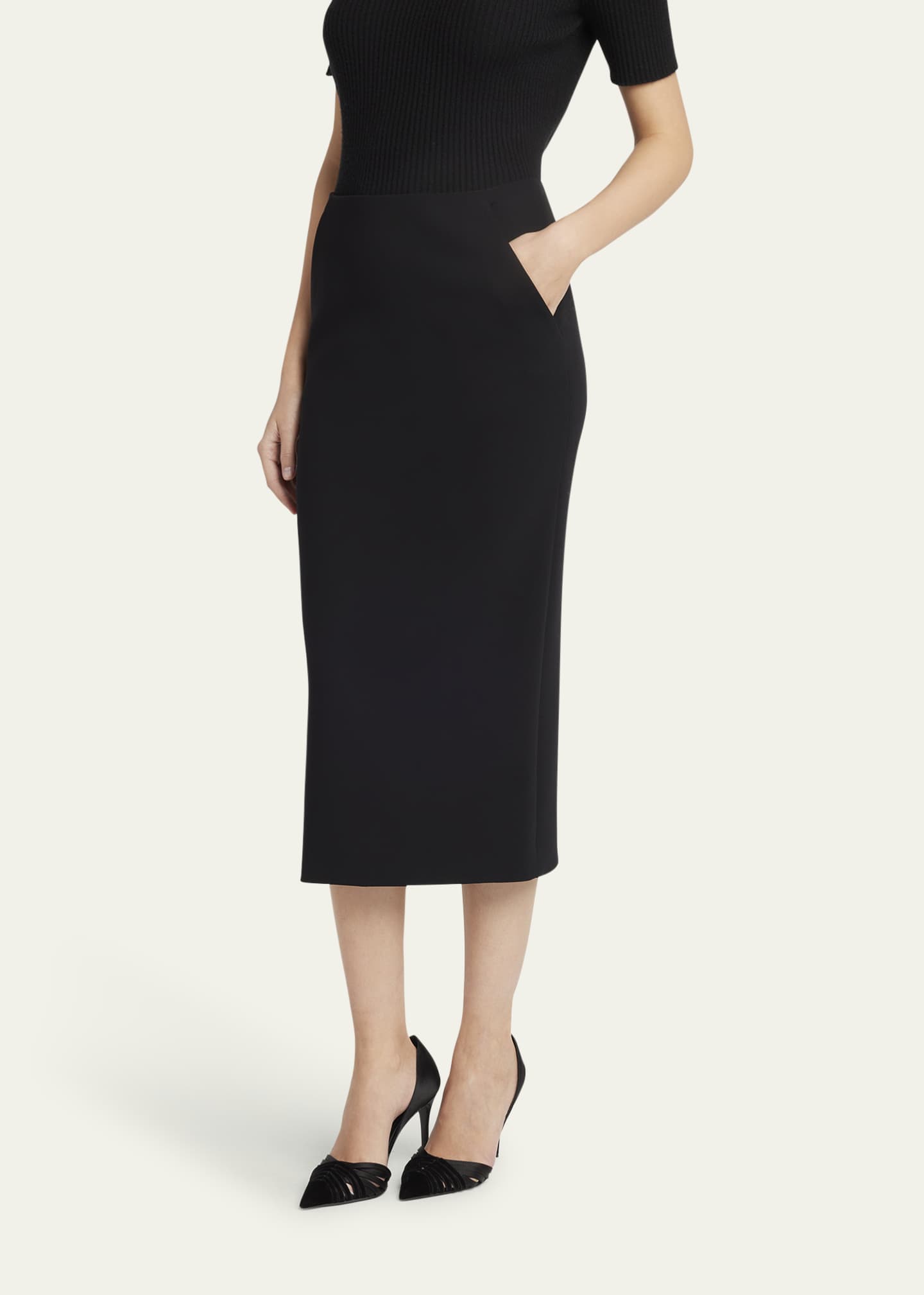 Giorgio Armani Stretch-Wool Pencil Skirt Image 4 of 5