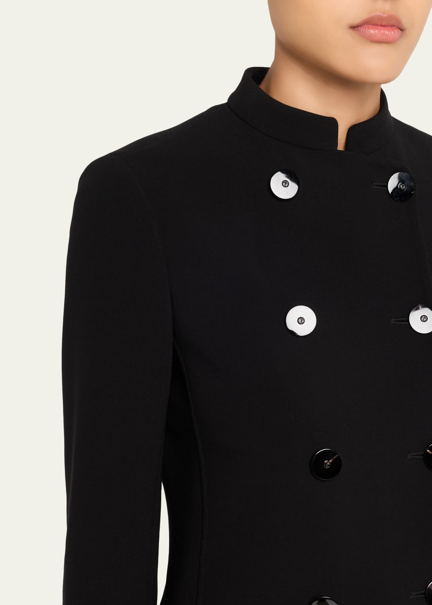 Giorgio Armani Stretch Wool Crepe Double-Breasted Blazer