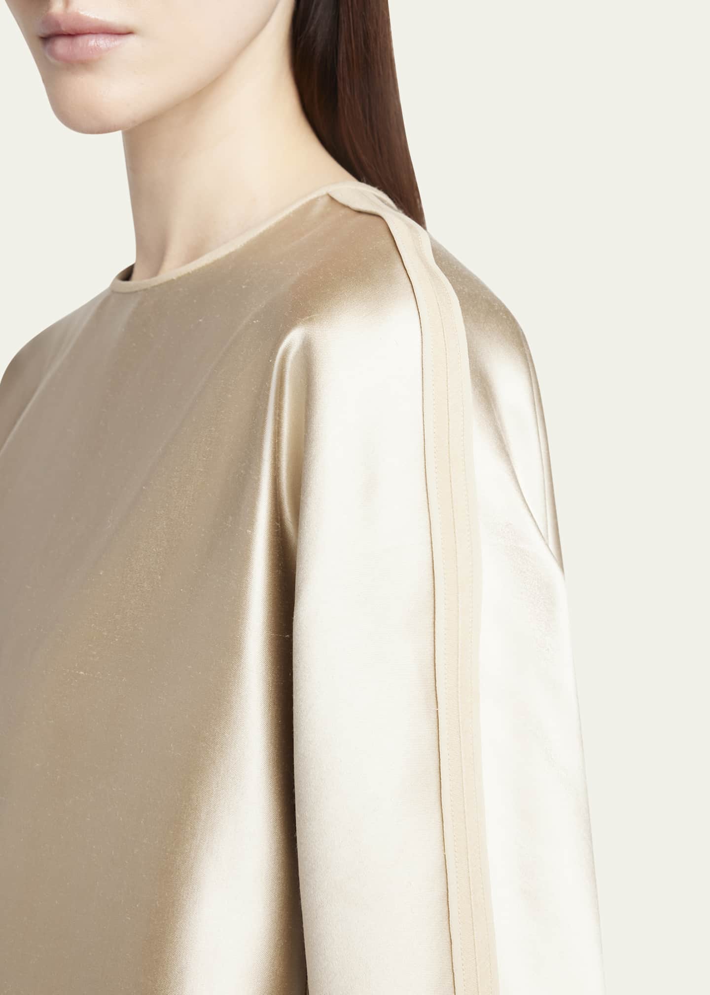 Giorgio Armani Tonal Piping Long-Sleeve Silk Blouse Image 5 of 5