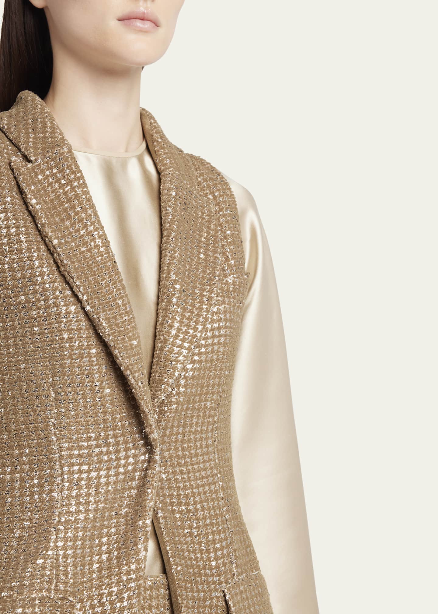 Giorgio Armani Sequined Houndstooth Single-Breasted Vest