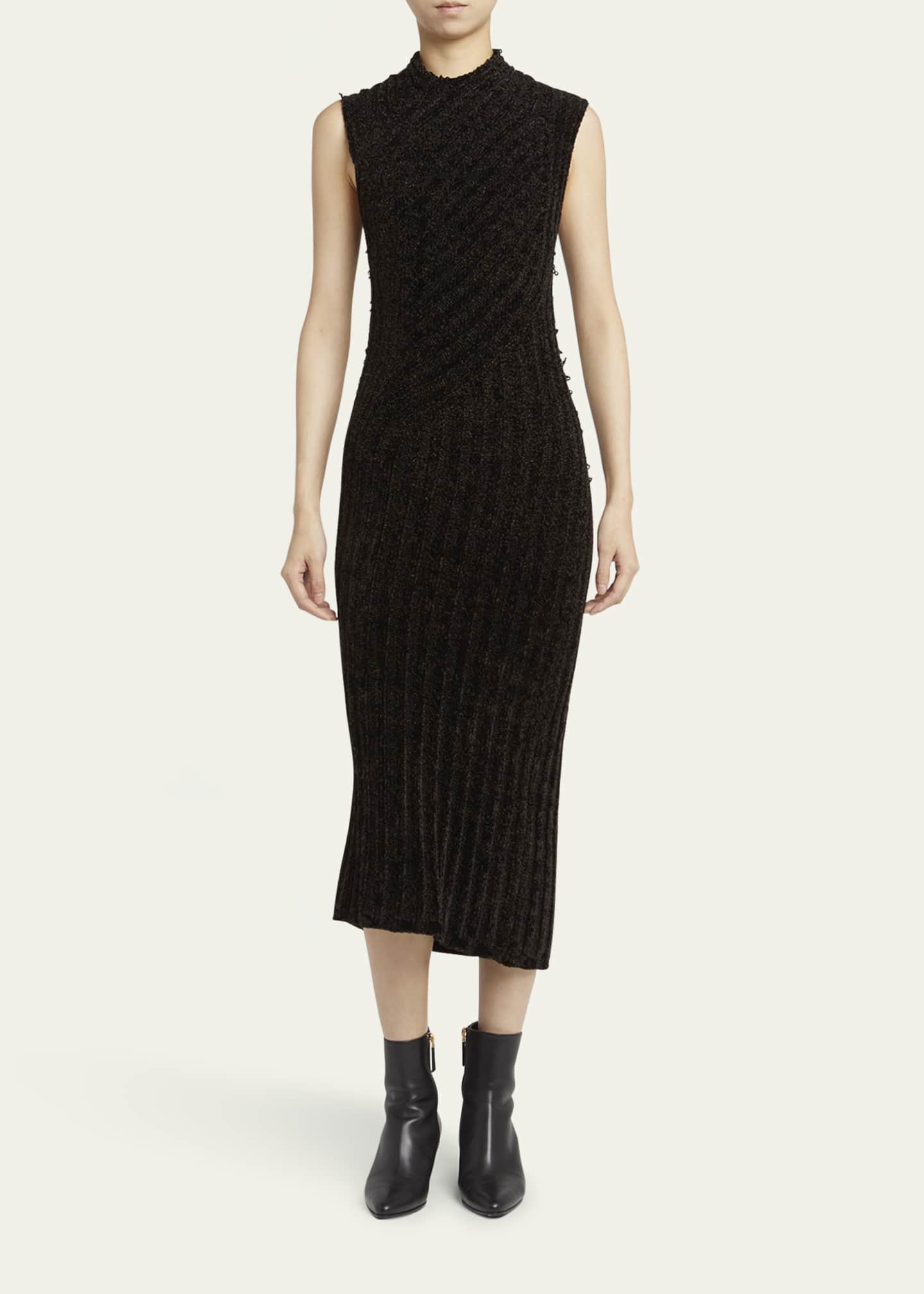 Giorgio Armani Ribbed Chenille Sleeveless Midi Dress Image 2 of 5