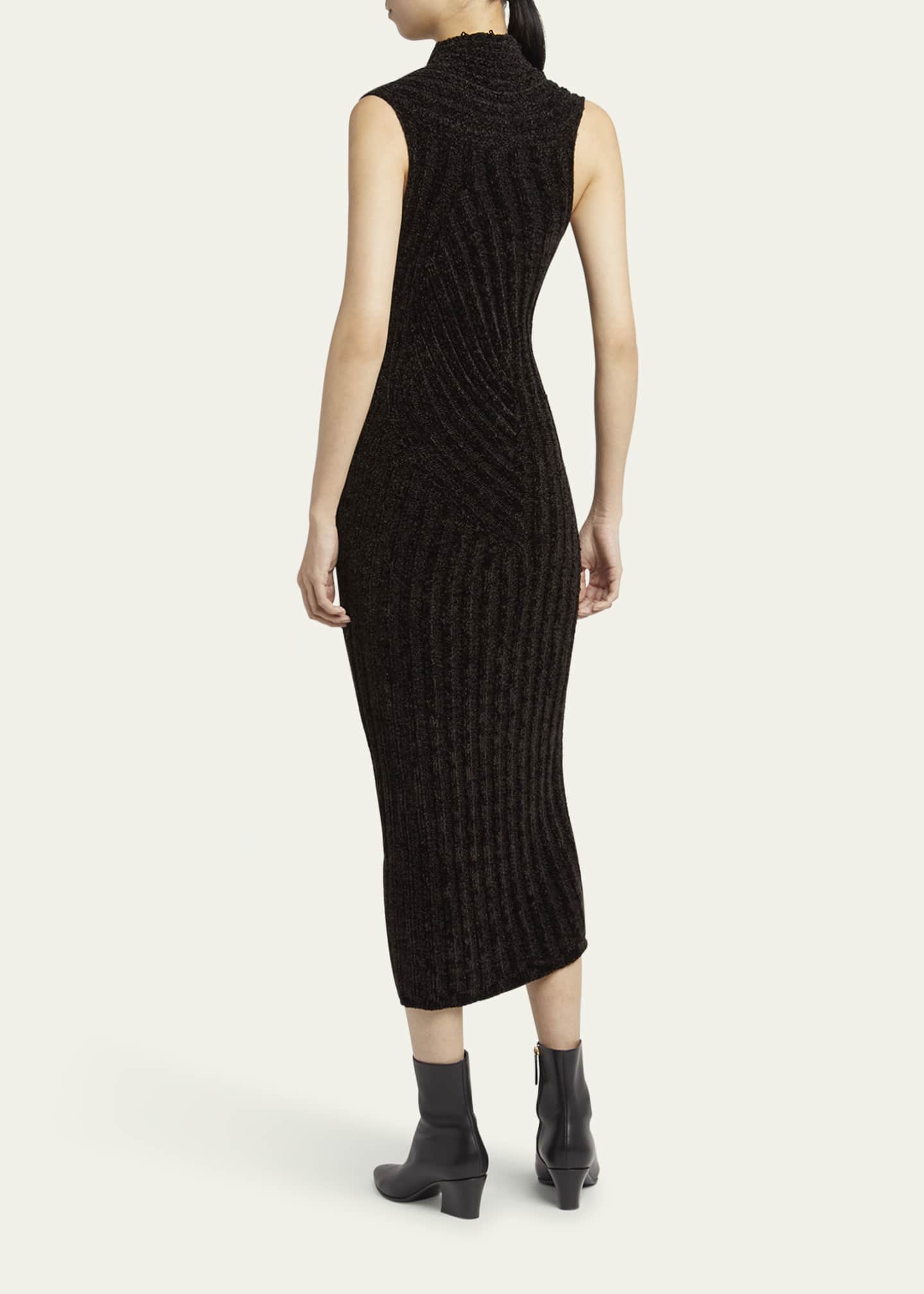 Giorgio Armani Ribbed Chenille Sleeveless Midi Dress Image 3 of 5