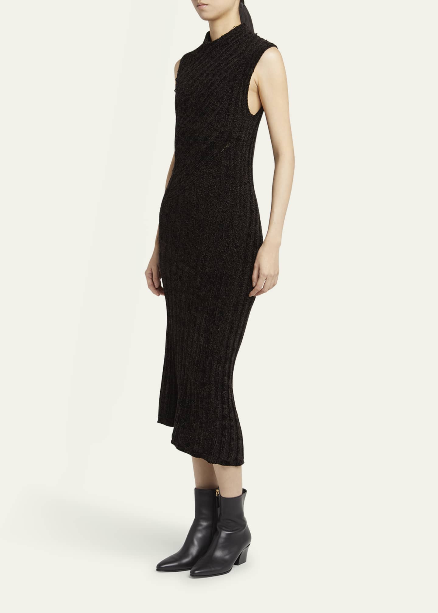 Giorgio Armani Ribbed Chenille Sleeveless Midi Dress Image 4 of 5