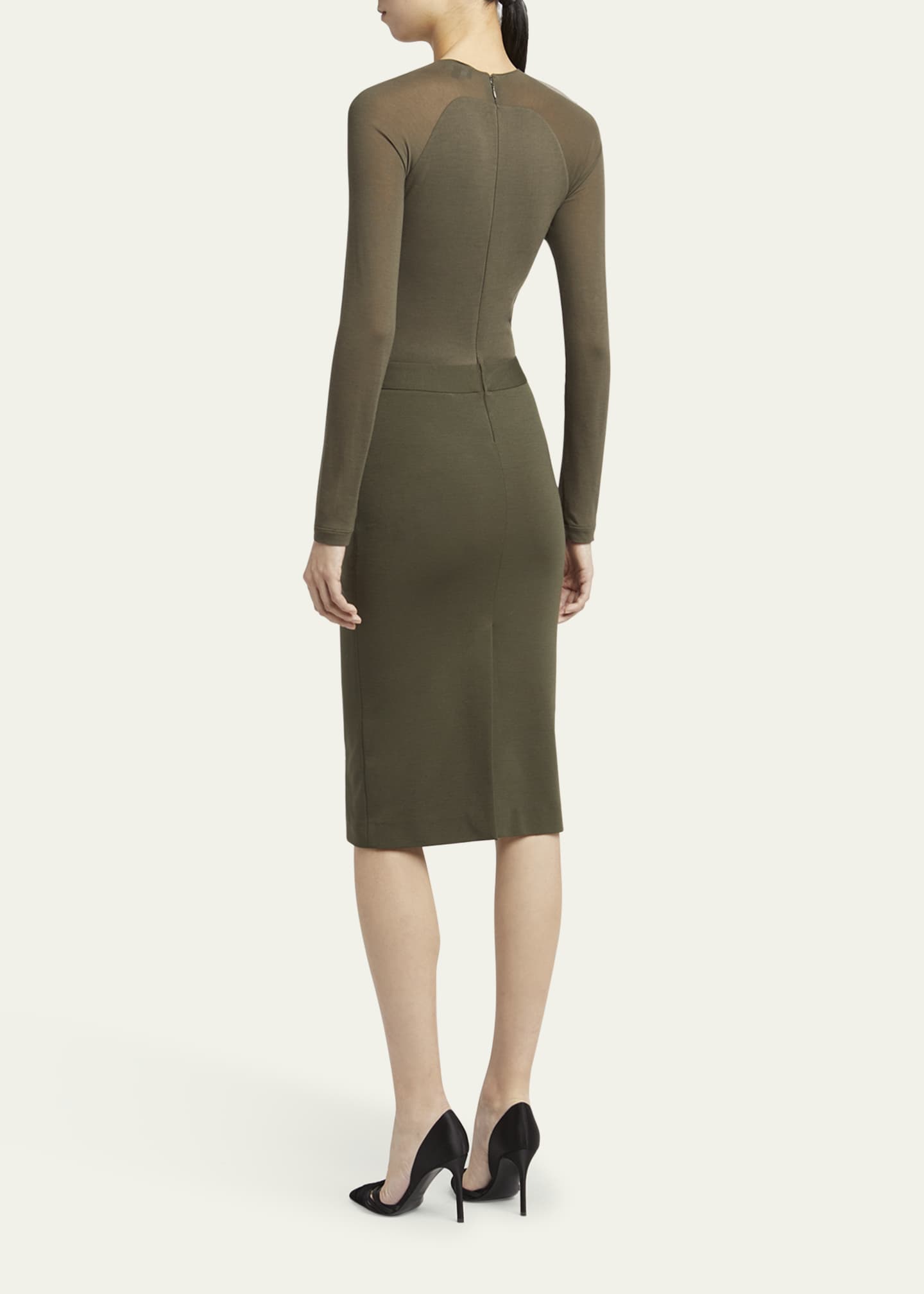 Giorgio Armani - Lyocell Jersey Midi Dress, Woman, Green, Size: 40