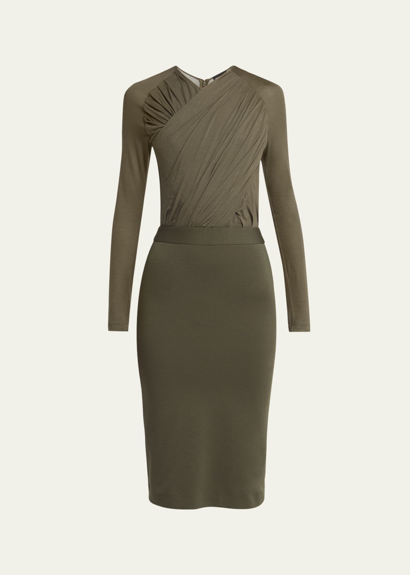 Giorgio Armani - Lyocell Jersey Midi Dress, Woman, Green, Size: 40