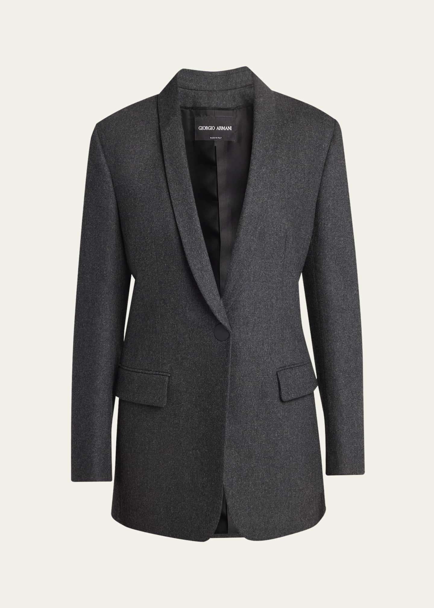 Giorgio Armani Cashmere Flannel Single-Breasted Blazer Image 1 of 5