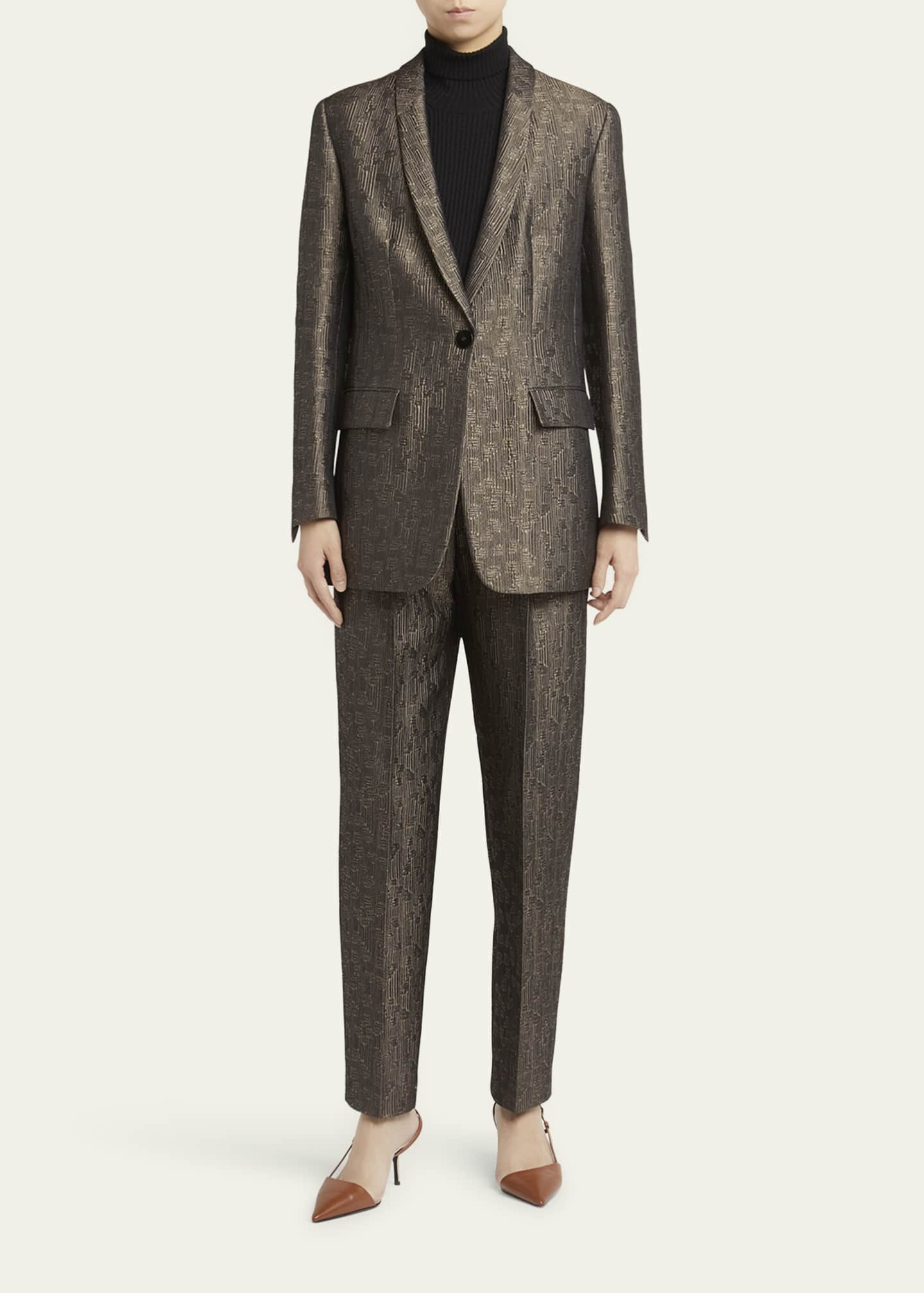 Giorgio Armani Geo Silk Jacquard Single-Breasted Blazer Image 2 of 5