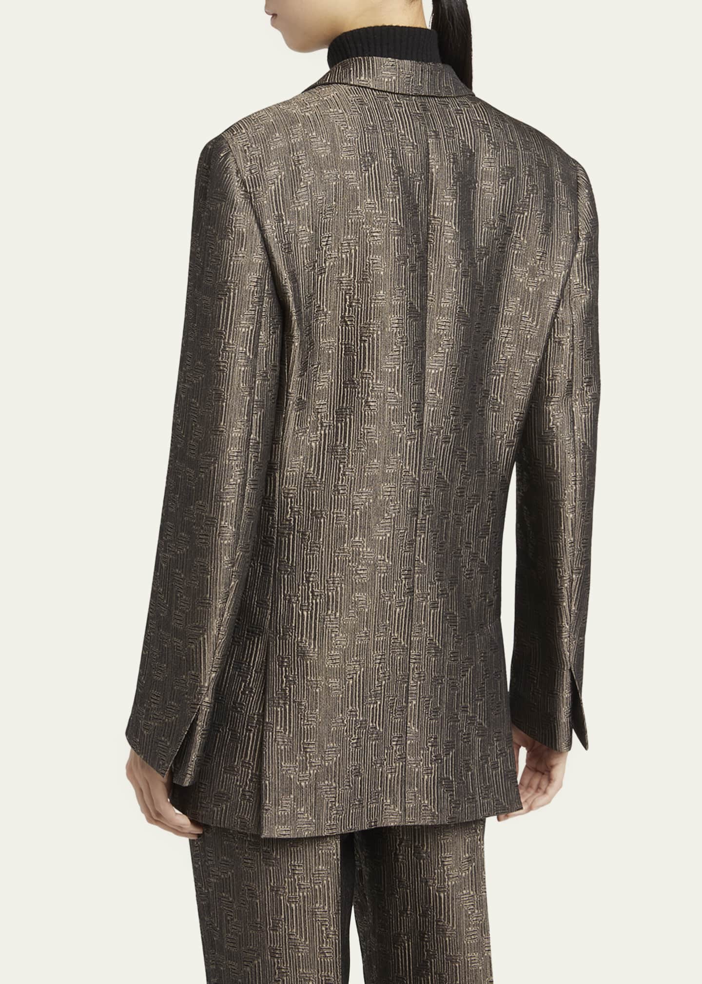 Giorgio Armani Geo Silk Jacquard Single-Breasted Blazer Image 3 of 5