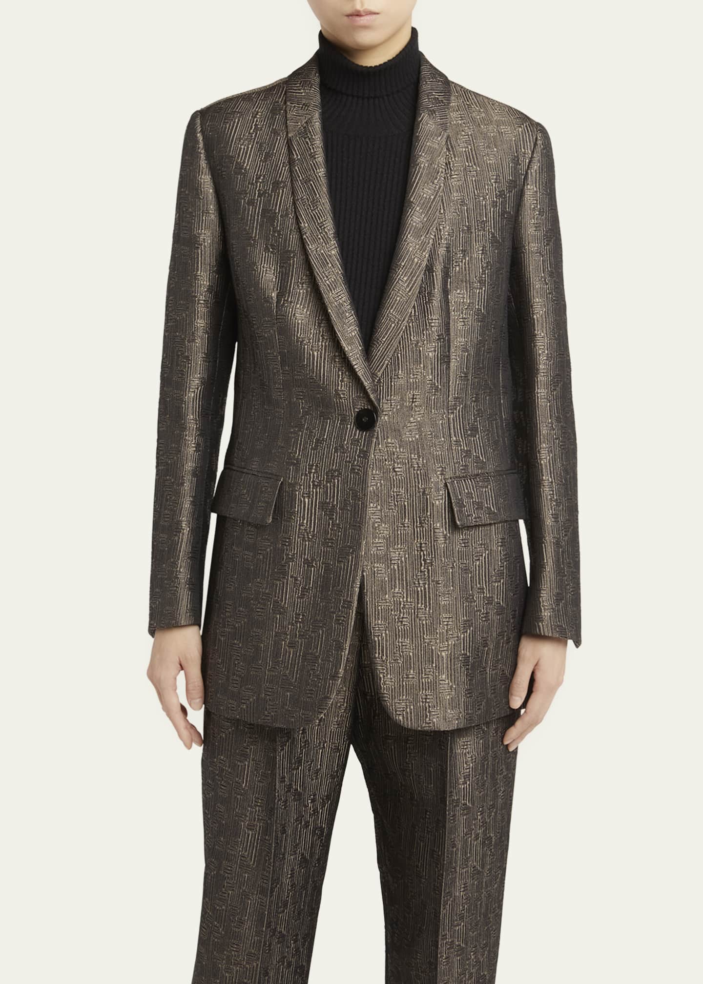 Giorgio Armani Geo Silk Jacquard Single-Breasted Blazer Image 4 of 5