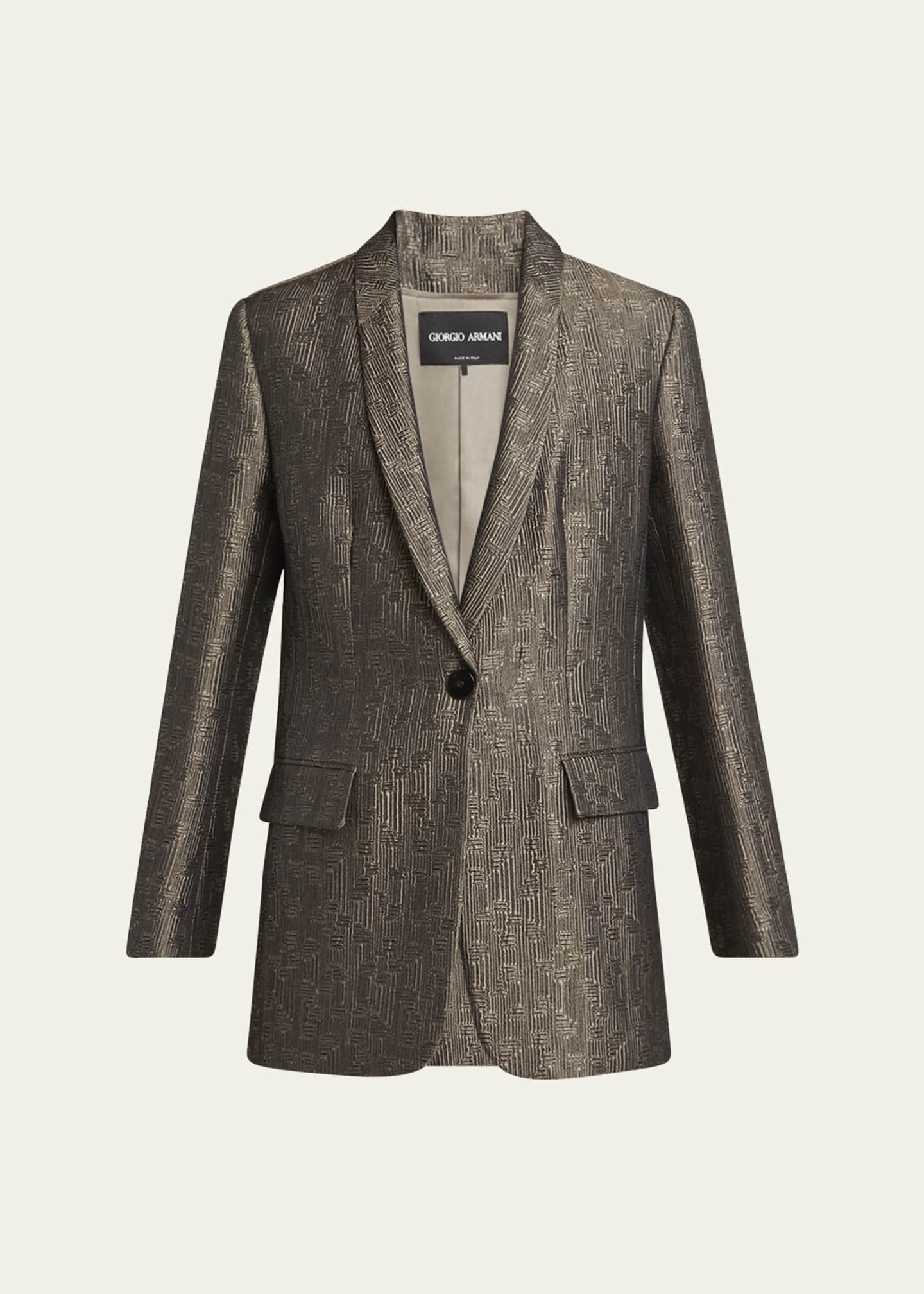 Giorgio Armani Geo Silk Jacquard Single-Breasted Blazer Image 1 of 5