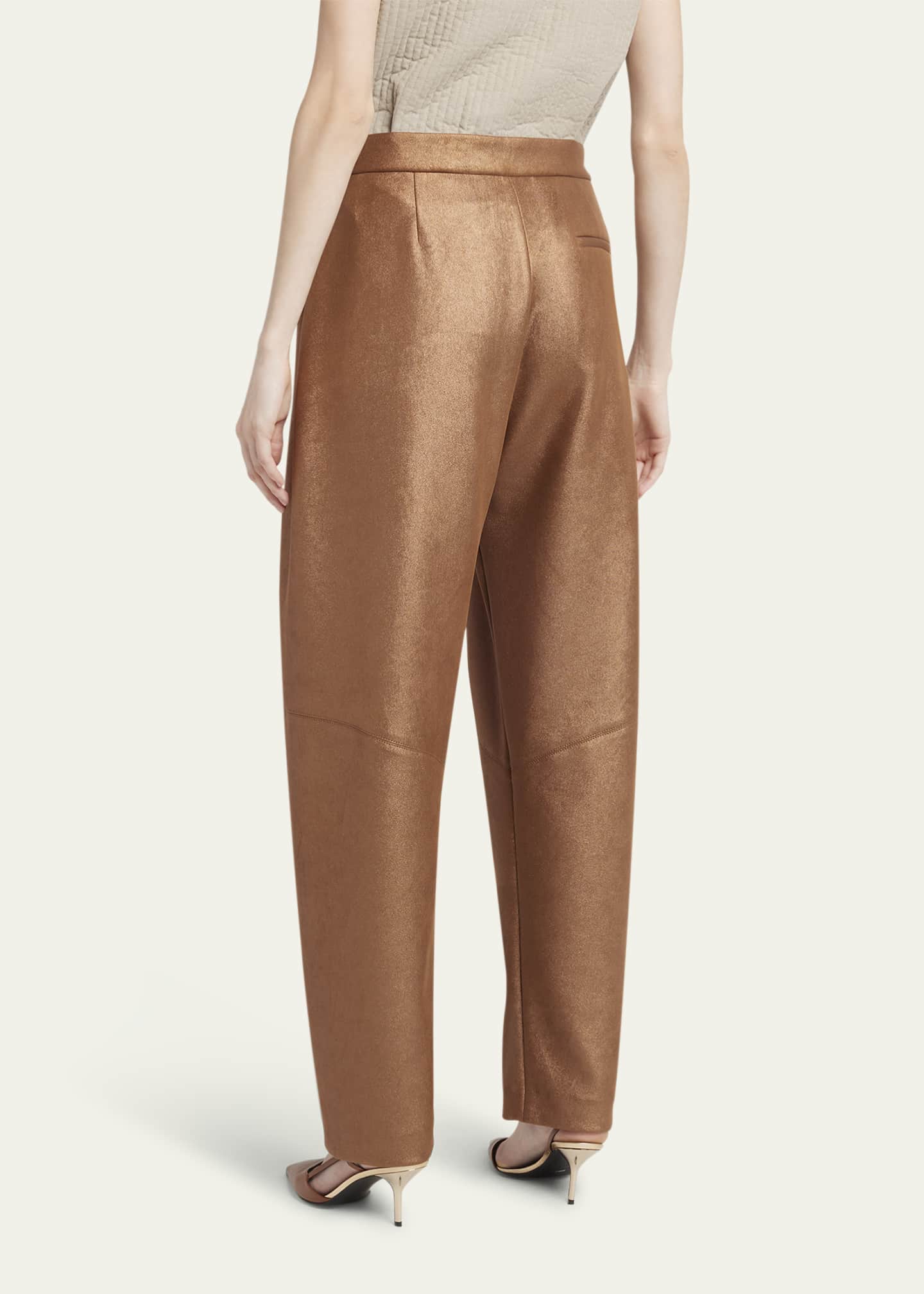 Giorgio Armani Metallic-Coated Jersey Trousers Image 3 of 5
