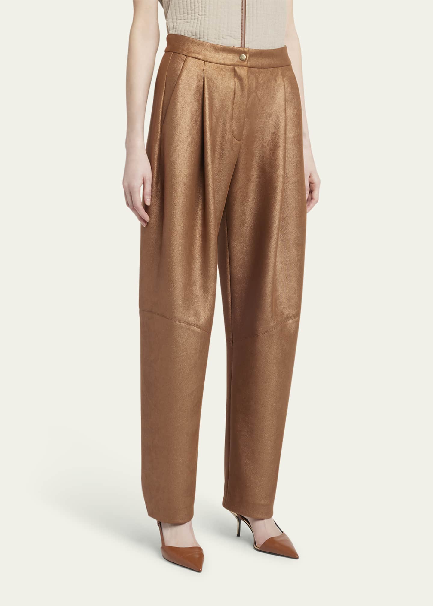Giorgio Armani Metallic-Coated Jersey Trousers Image 4 of 5
