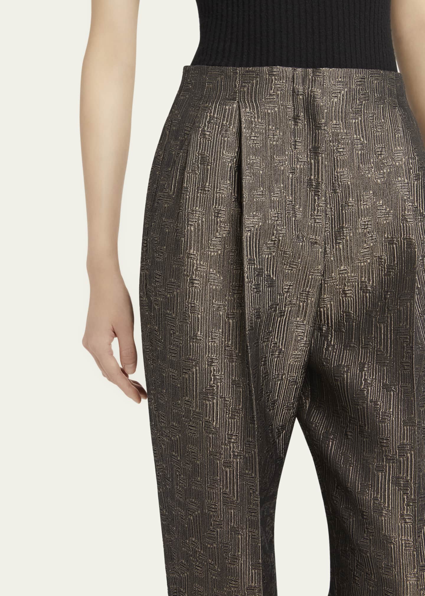 Giorgio Armani Geo Silk Jacquard Tapered-Leg Trousers Image 5 of 5