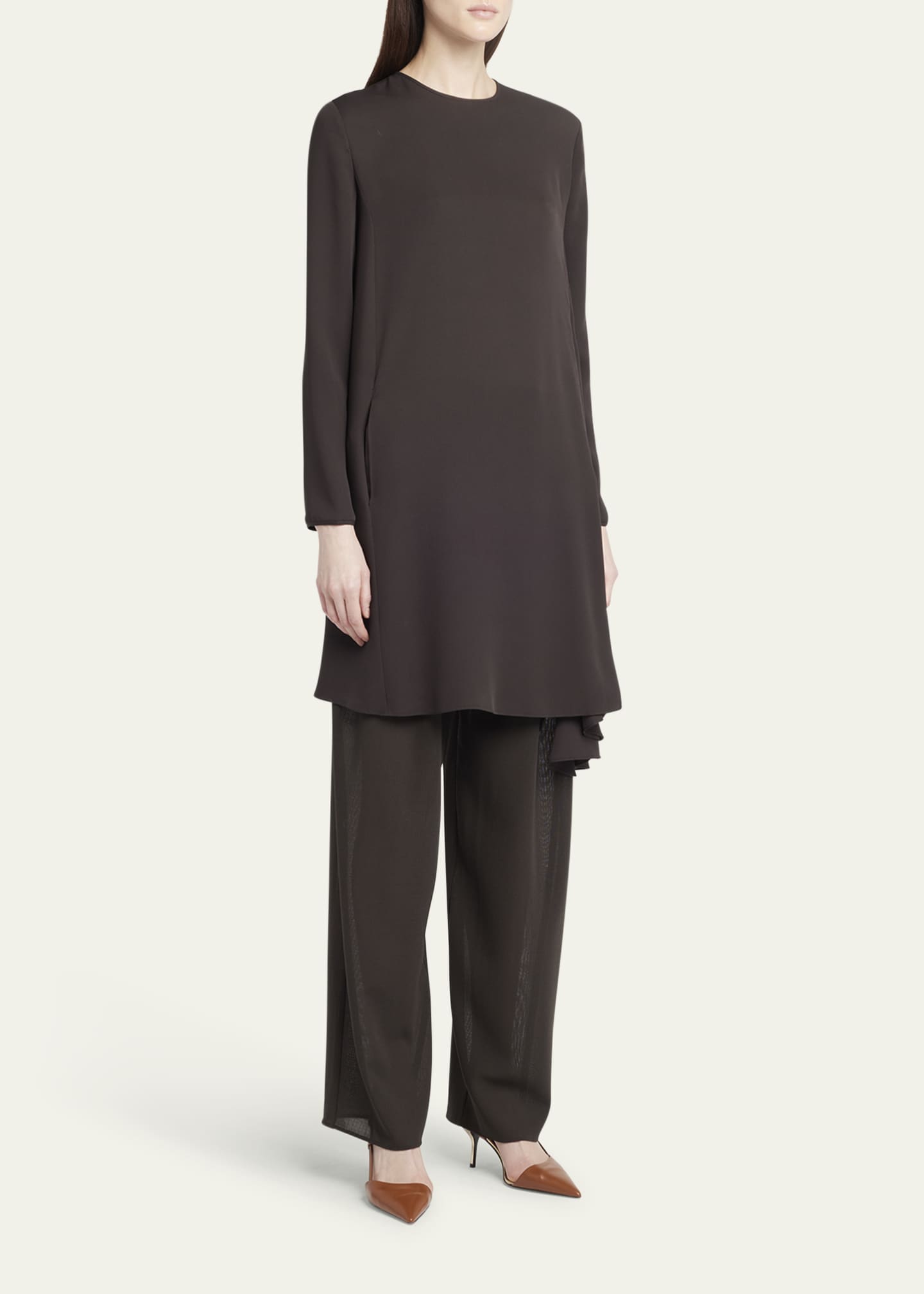 Giorgio Armani Silk Georgette Draped Tunic Dress Image 4 of 5