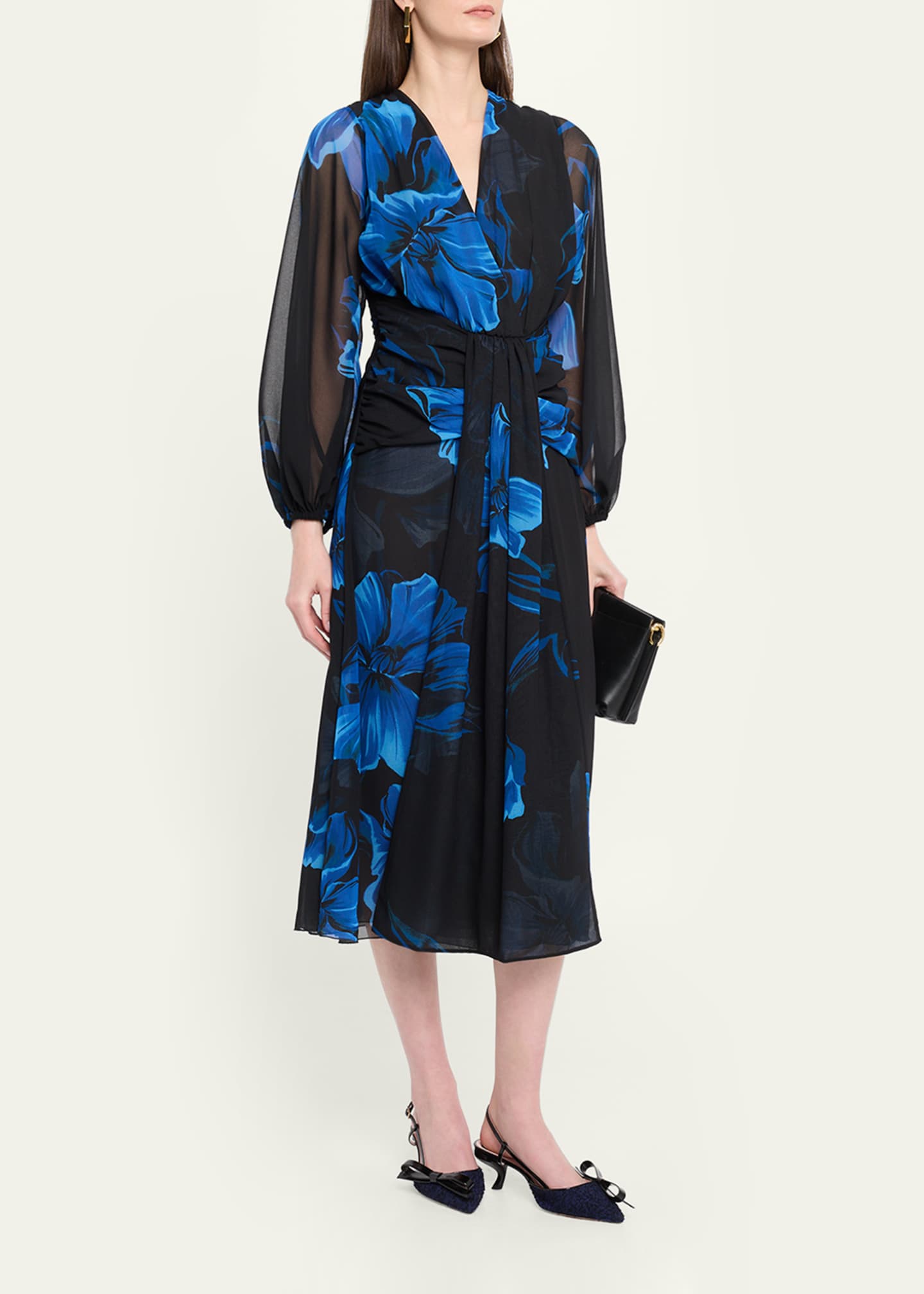floral georgette midi dress Chiara Boni La Petite Robe Women's Floral Georgette Midi-Dress - Blue Pattern