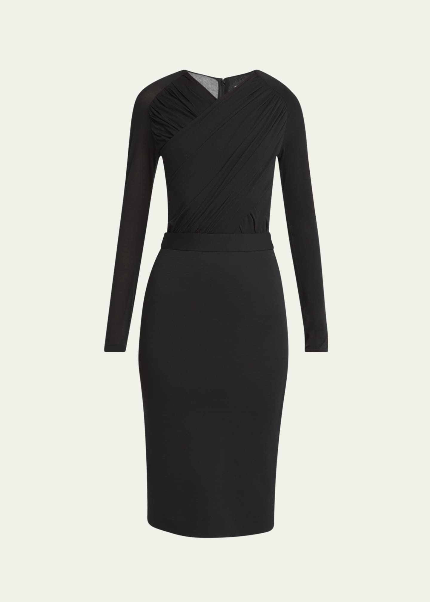 Giorgio Armani - Lyocell Jersey Midi Dress, Woman, Black, Size: 44