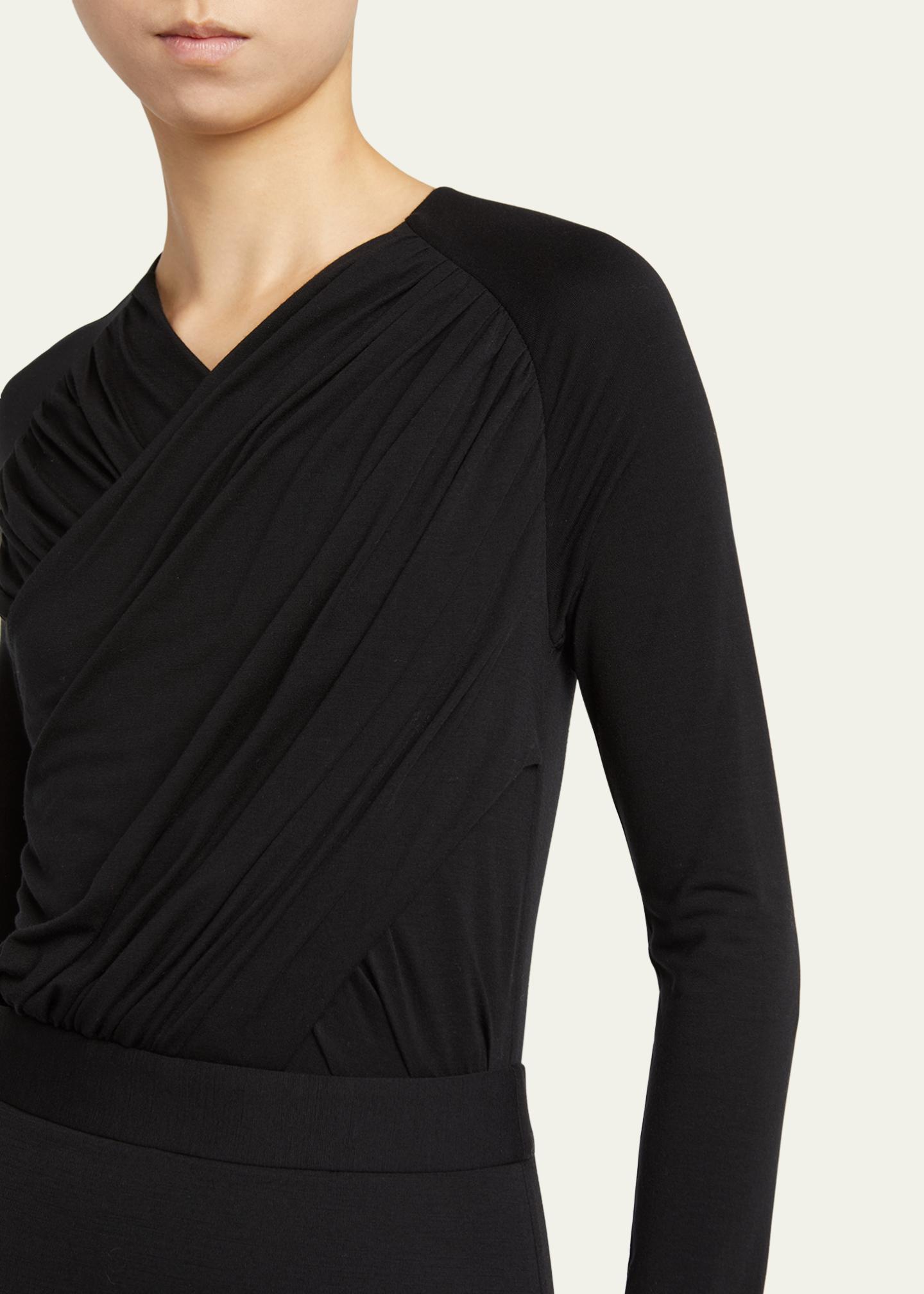 Giorgio Armani Ruched Jersey Long-Sleeve Midi Dress - Bergdorf Goodman