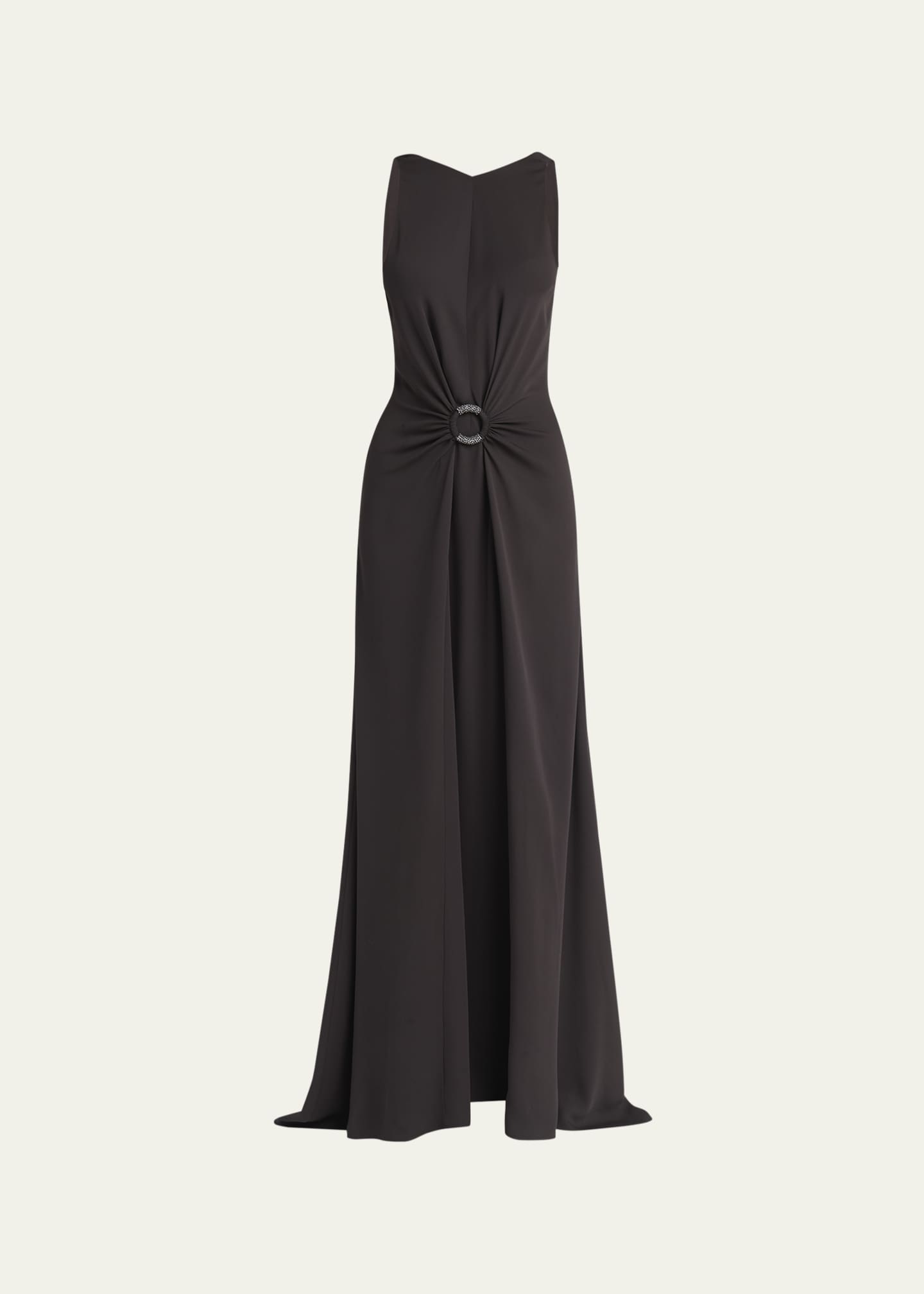 Giorgio Armani Beaded-Ring Silk Georgette Backless Gown Image 1 of 5