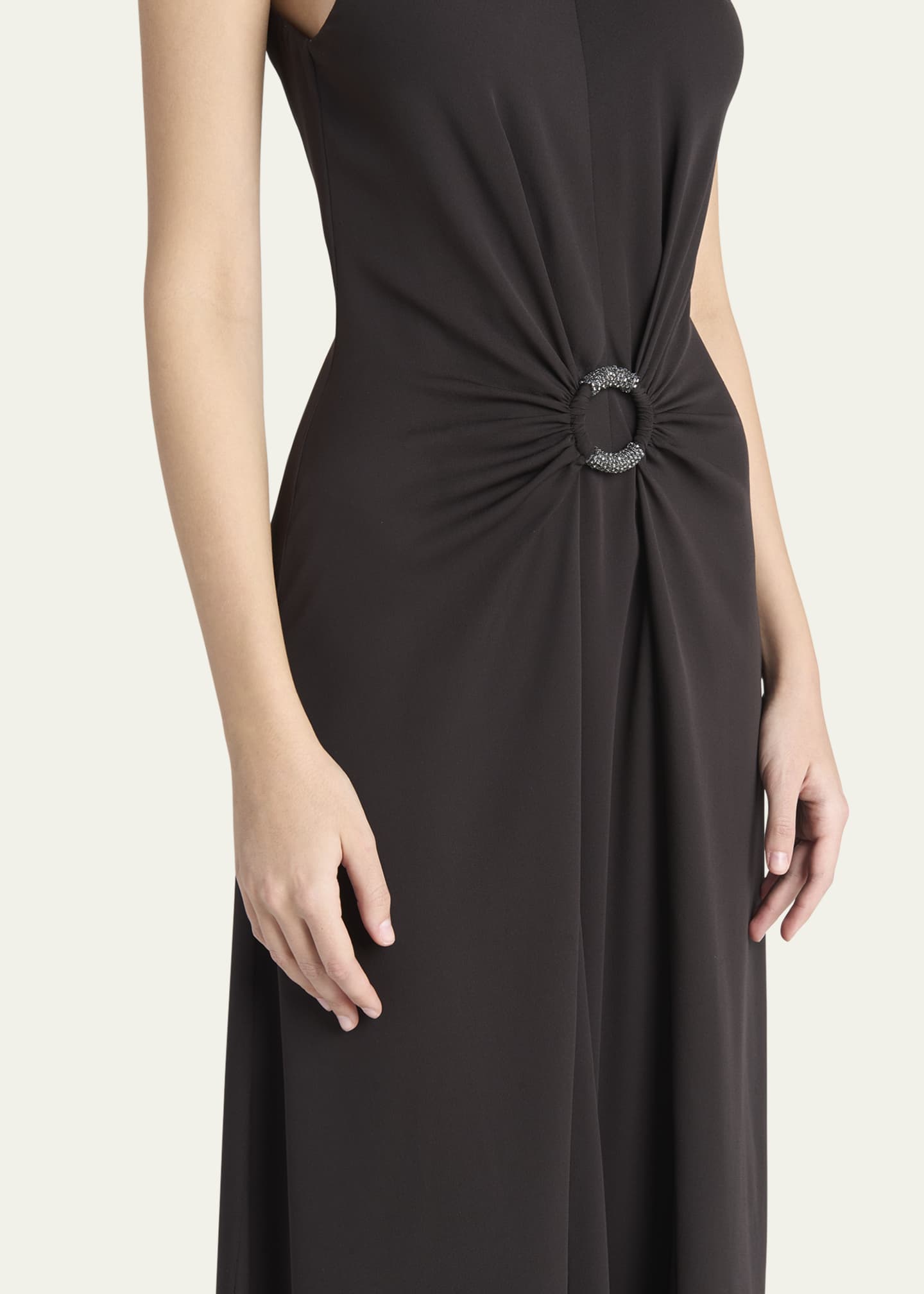 Giorgio Armani Beaded-Ring Silk Georgette Backless Gown Image 5 of 5