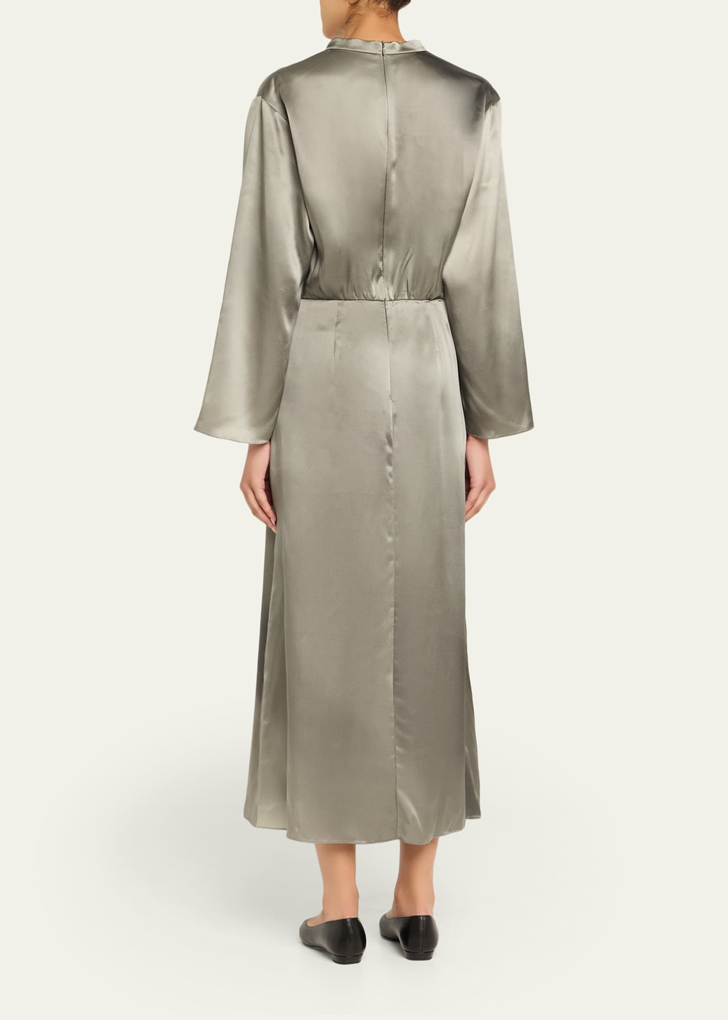 Giorgio Armani Ombre Print Silk Long-Sleeve Midi Dress Image 3 of 5
