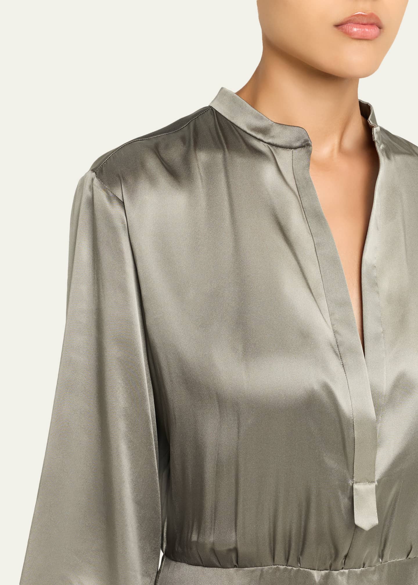 Giorgio Armani Ombre Print Silk Long-Sleeve Midi Dress Image 5 of 5