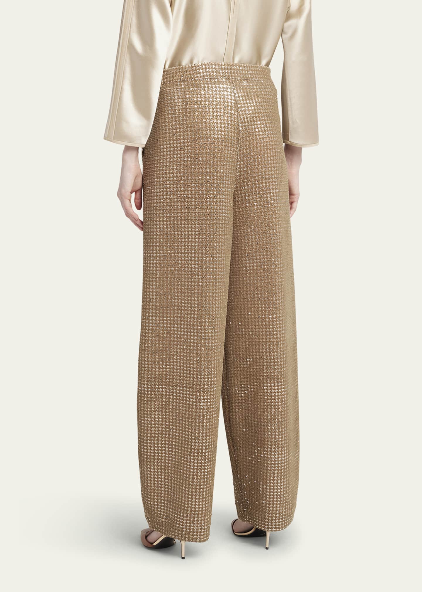 Giorgio Armani Sequined Jersey Pleated Trousers Image 3 of 5