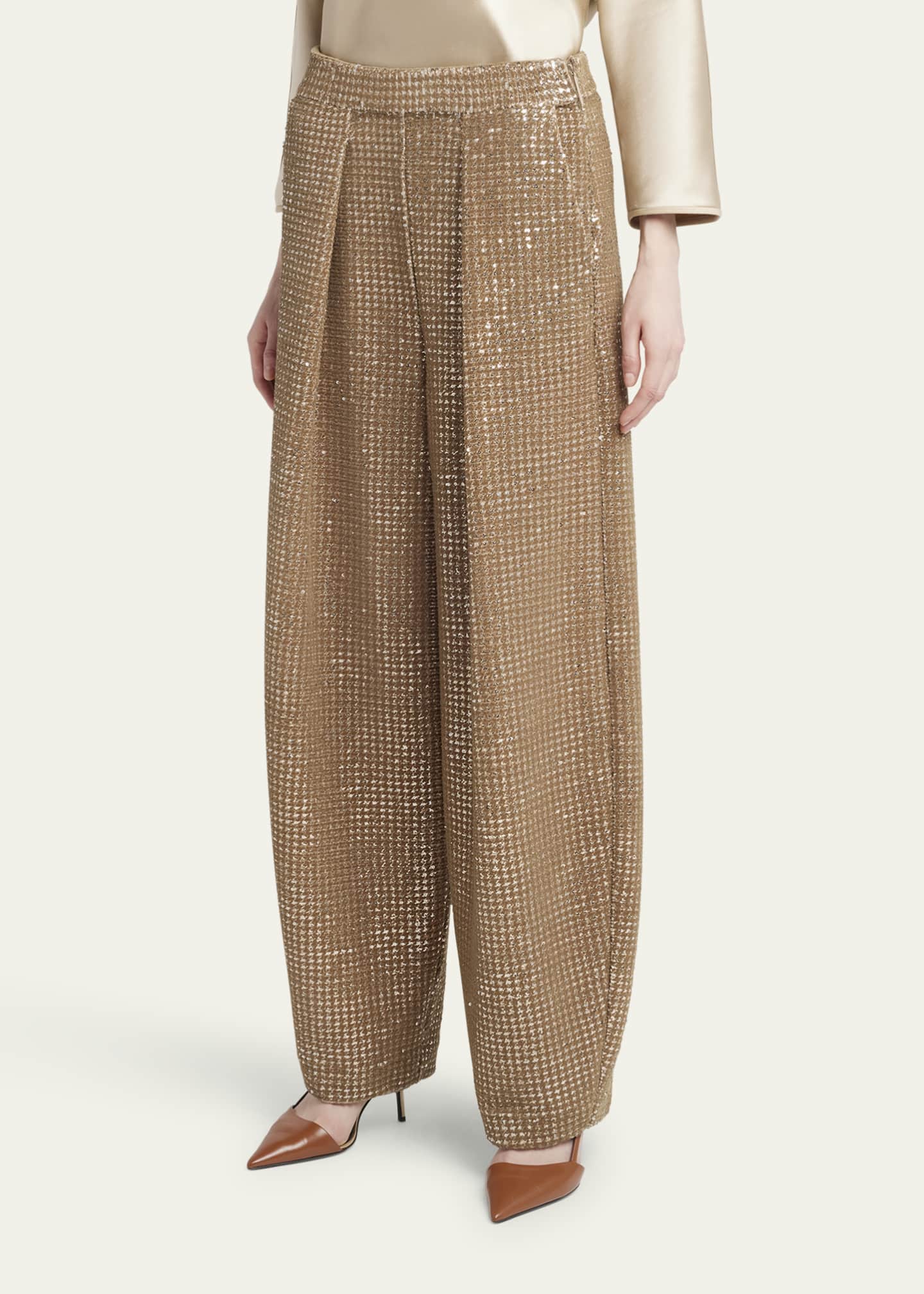 Giorgio Armani Sequined Jersey Pleated Trousers Image 4 of 5