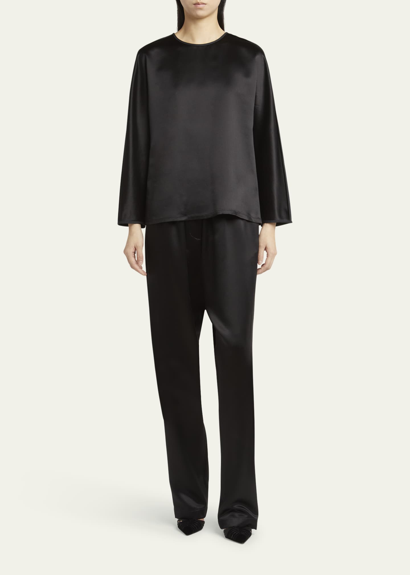 Giorgio Armani Silk Blouse with Tonal Piping Image 2 of 5
