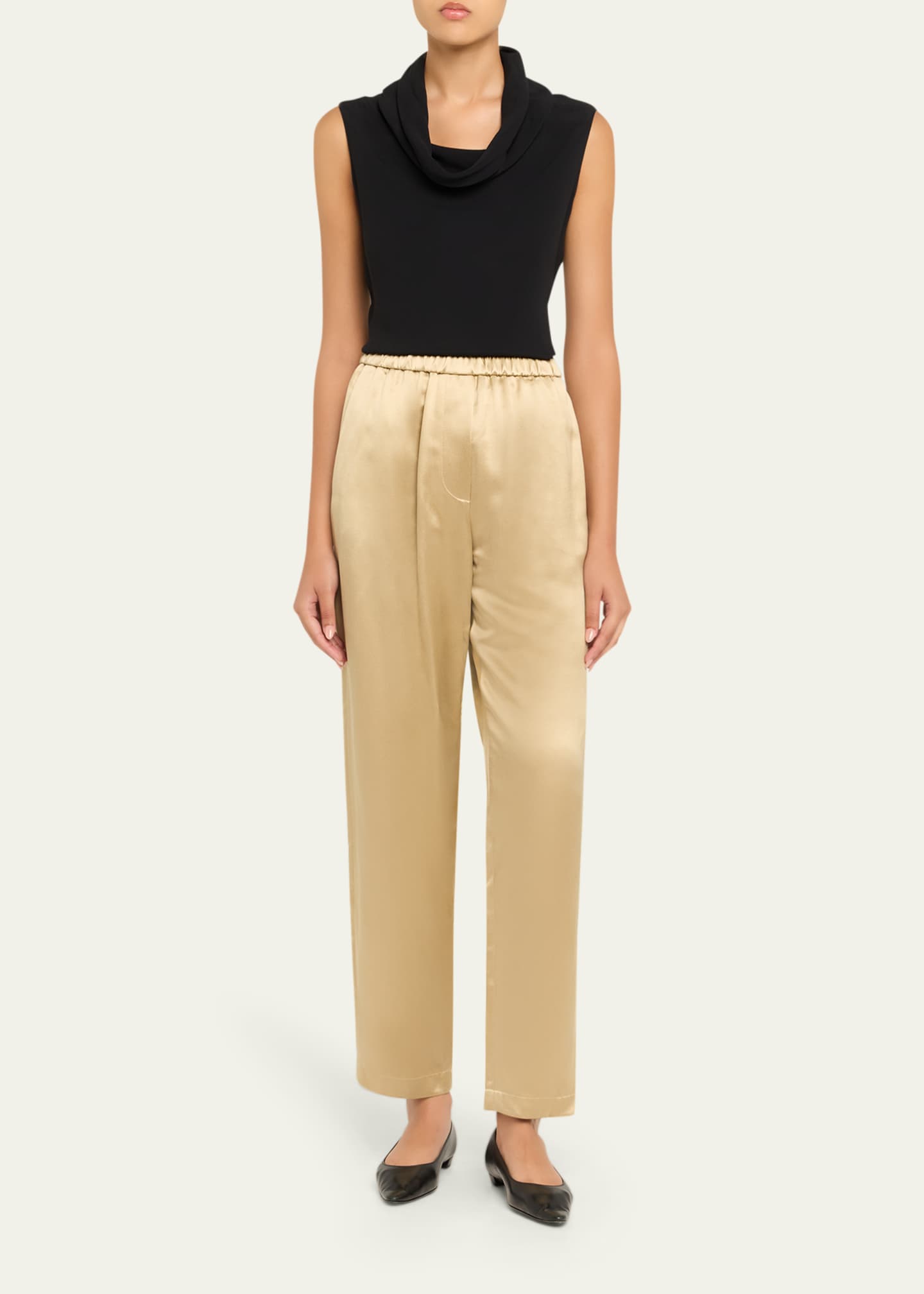 Giorgio Armani Relaxed-Leg Silk Pull-On Trousers - Bergdorf Goodman