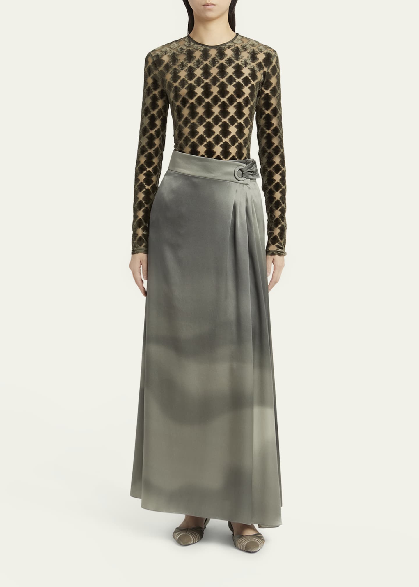 Giorgio Armani Velvet Jersey Jacquard Long-Sleeve Top Image 2 of 5