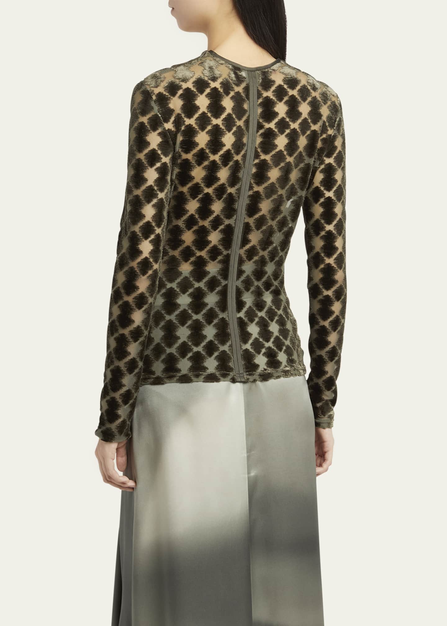 Giorgio Armani Velvet Jersey Jacquard Long-Sleeve Top Image 3 of 5