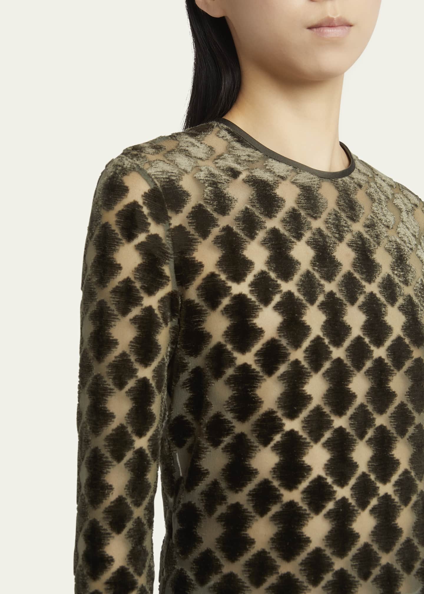 Giorgio Armani Velvet Jersey Jacquard Long-Sleeve Top Image 5 of 5