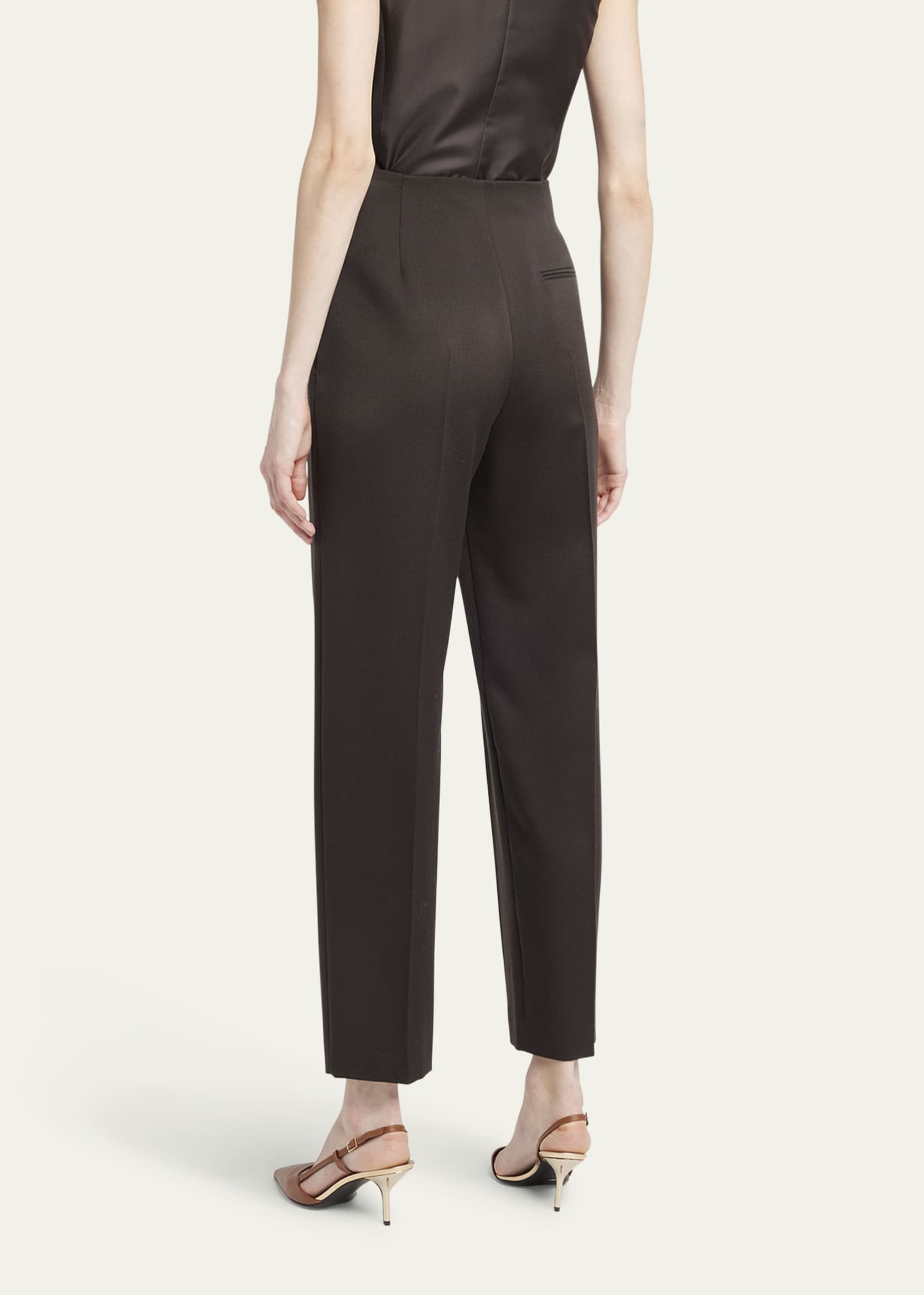 Giorgio Armani Pleated Wool Straight-Leg Ankle Trousers Image 3 of 5