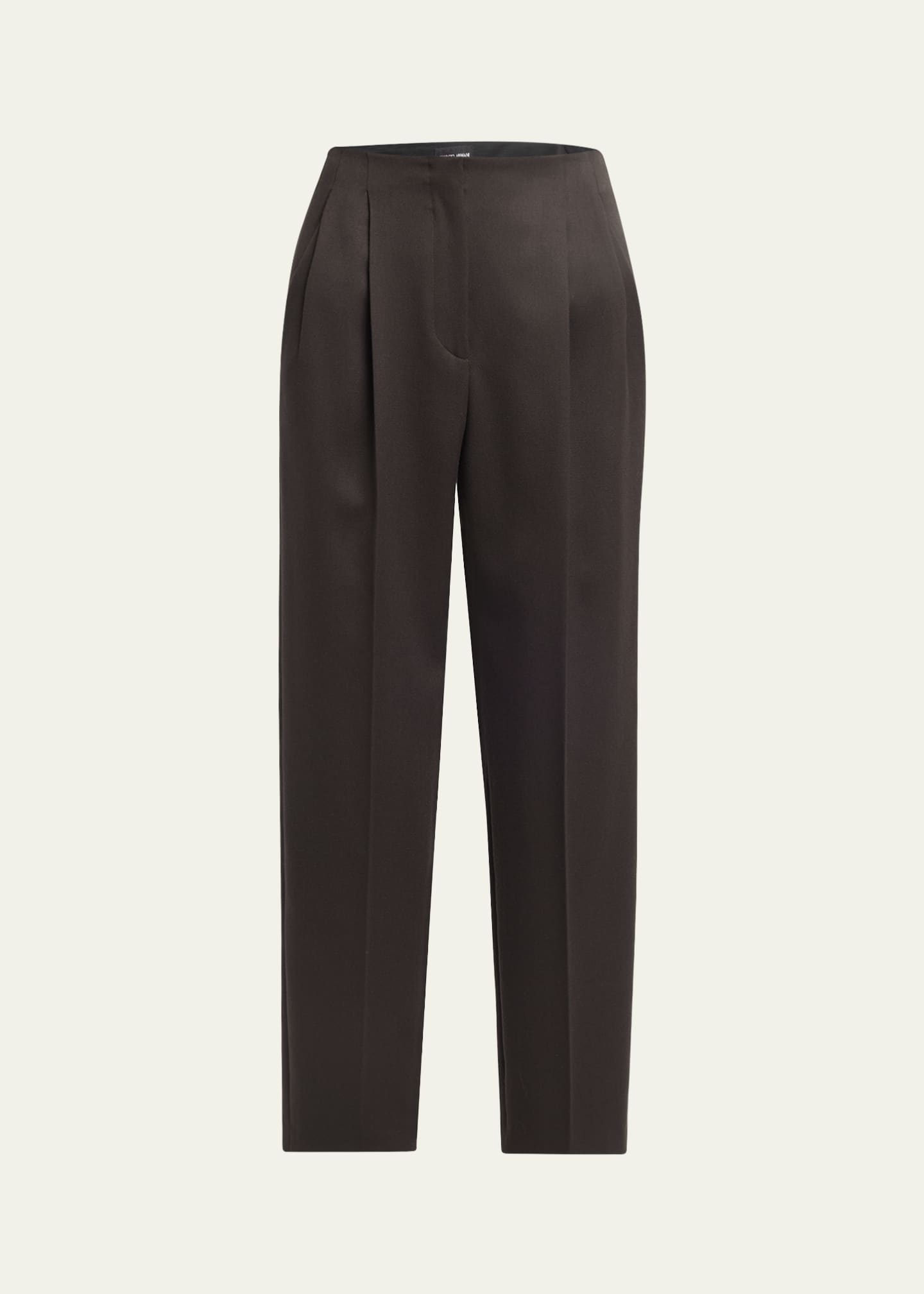 Giorgio Armani Pleated Wool Straight-Leg Ankle Trousers Image 1 of 5