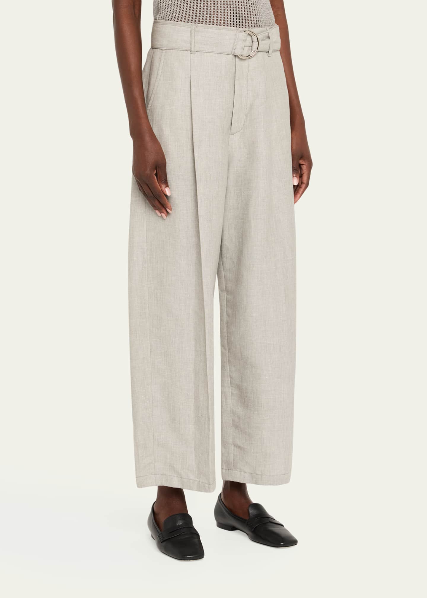 MARIA MCMANUS Chambray Belted Wide-Leg Cropped Pants Image 4 of 5