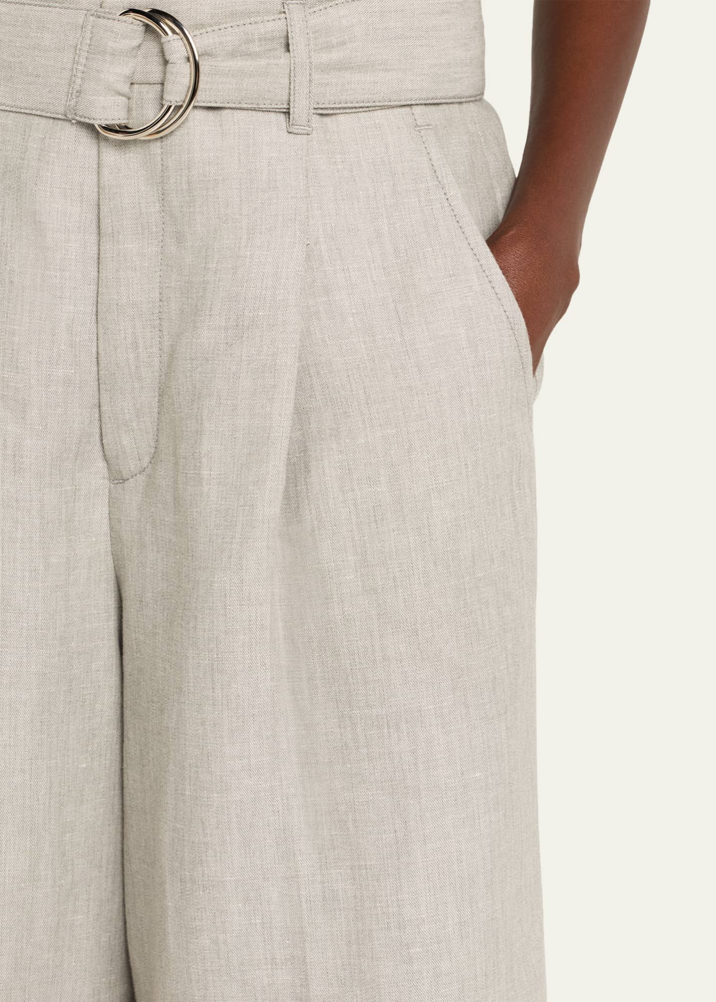 MARIA MCMANUS Chambray Belted Wide-Leg Cropped Pants Image 5 of 5