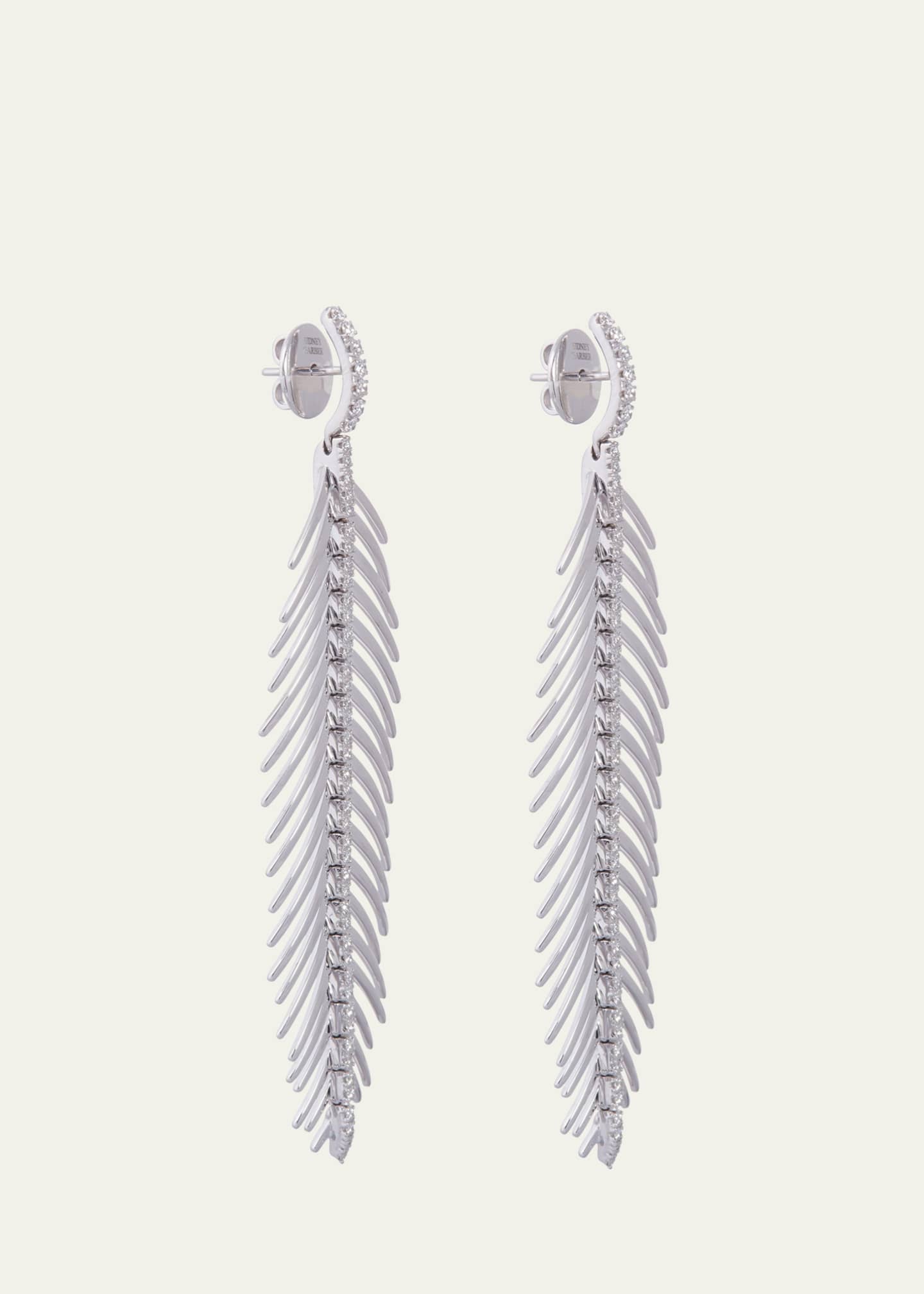 Sidney Garber FEATHERS THAT MOVE 18K White Gold Diamond Spine Earrings Image 2 of 3
